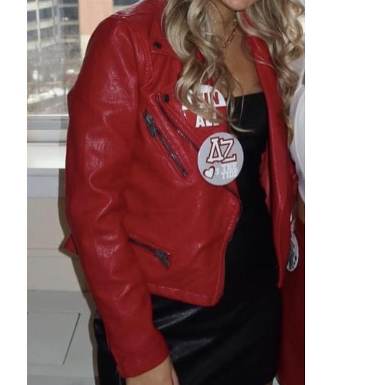 Blank NYC Women's Red and Burgundy Jacket Depop