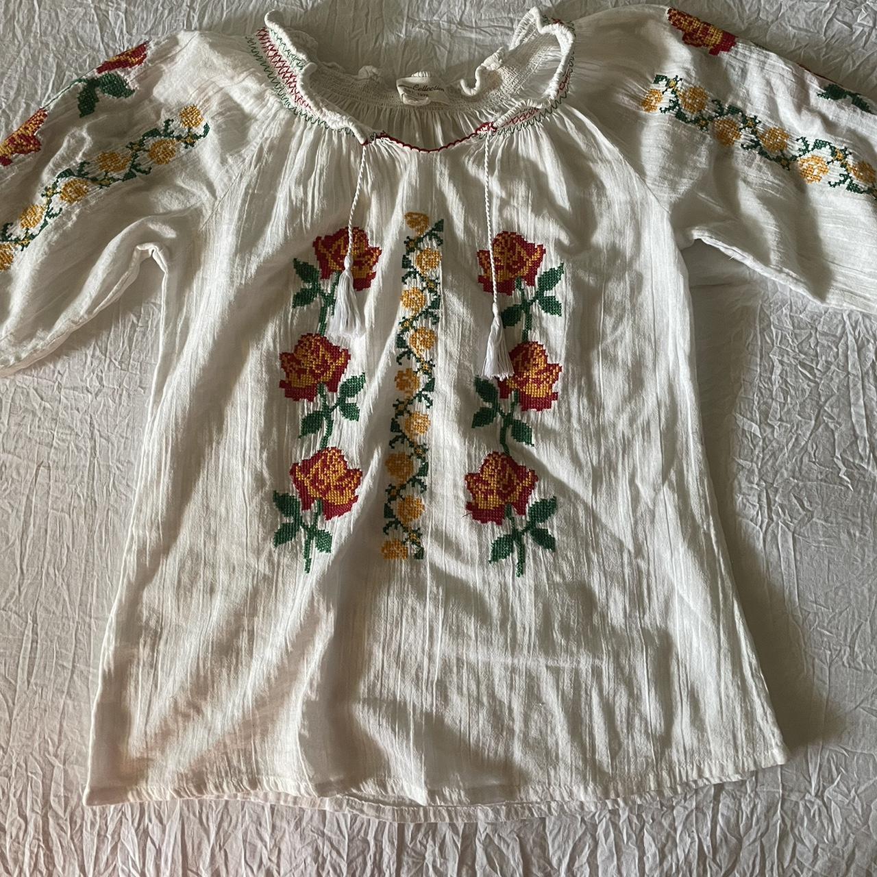 stunning handmade Blouse from Switzerland w floral... - Depop