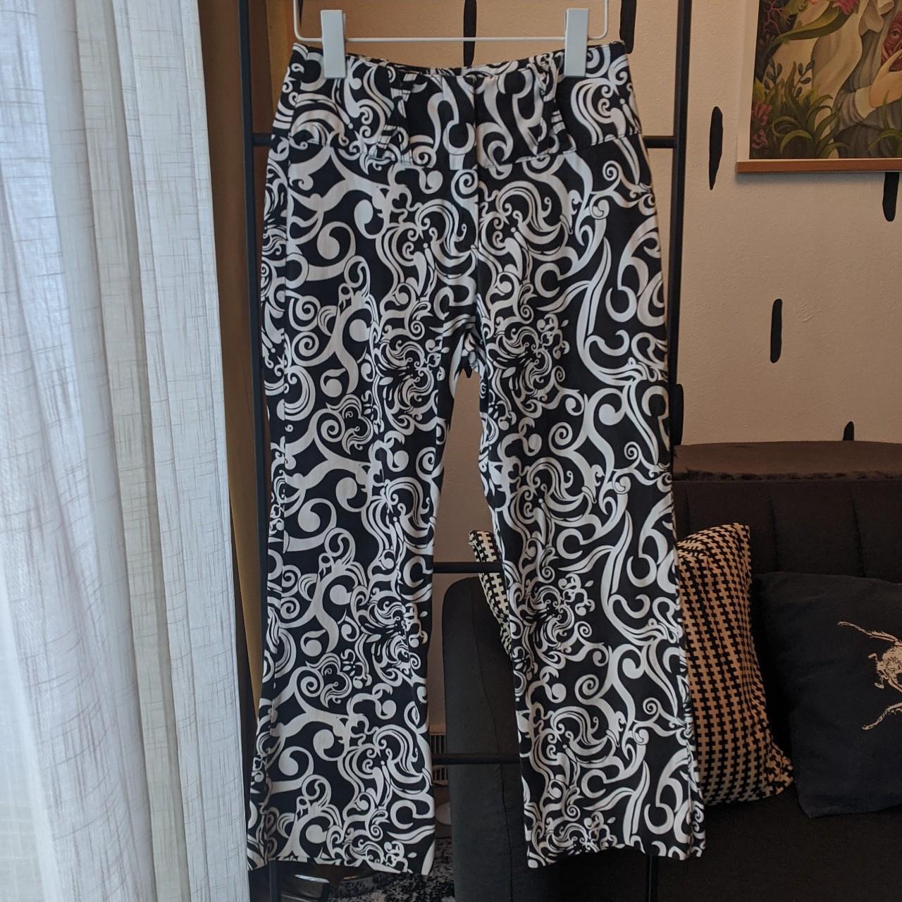 Vintage low-rise jacquard pants. Featuring a wide... - Depop