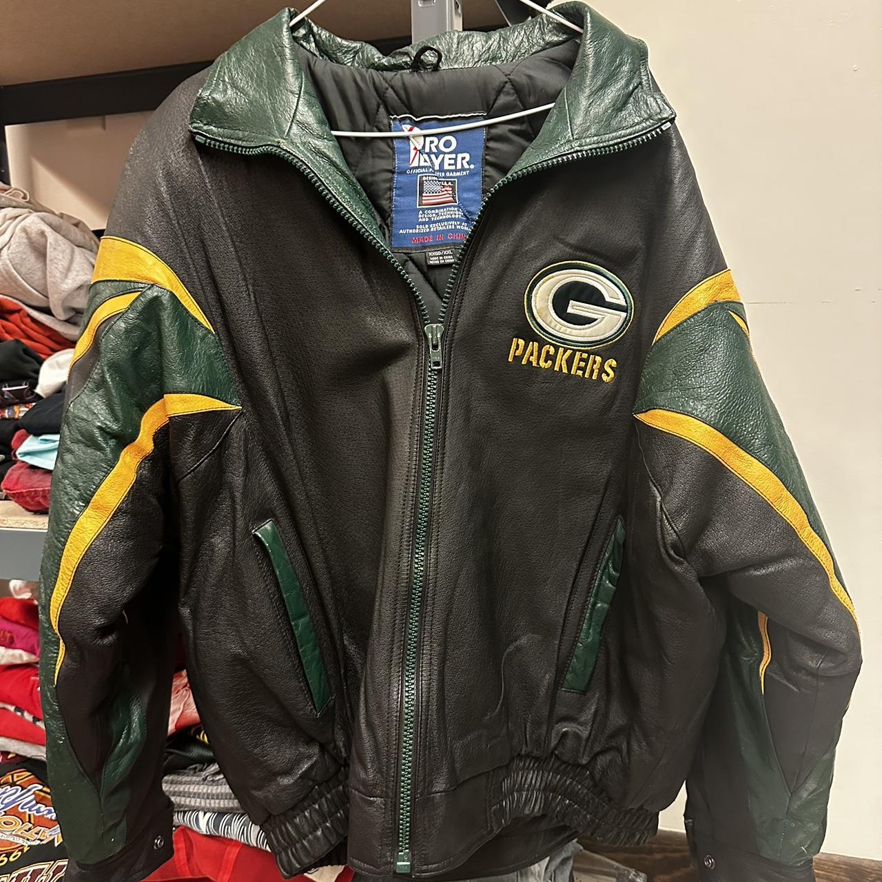 Vintage NFL Green Bay Packers Leather Jacket Size - Depop