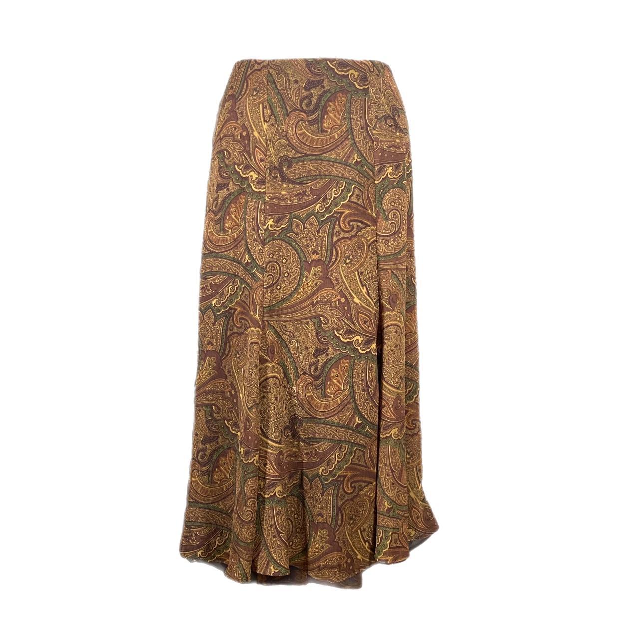 Chaps Women's Brown and Green Skirt | Depop
