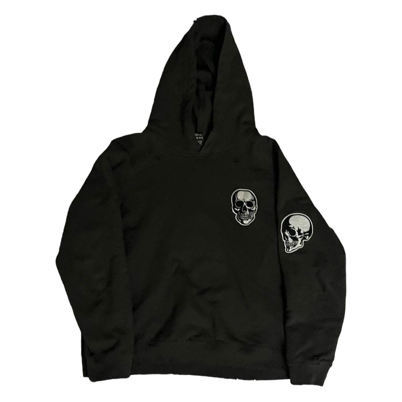 Number Nine Double Skull Patch Hoodie 8/10 size 4... - Depop