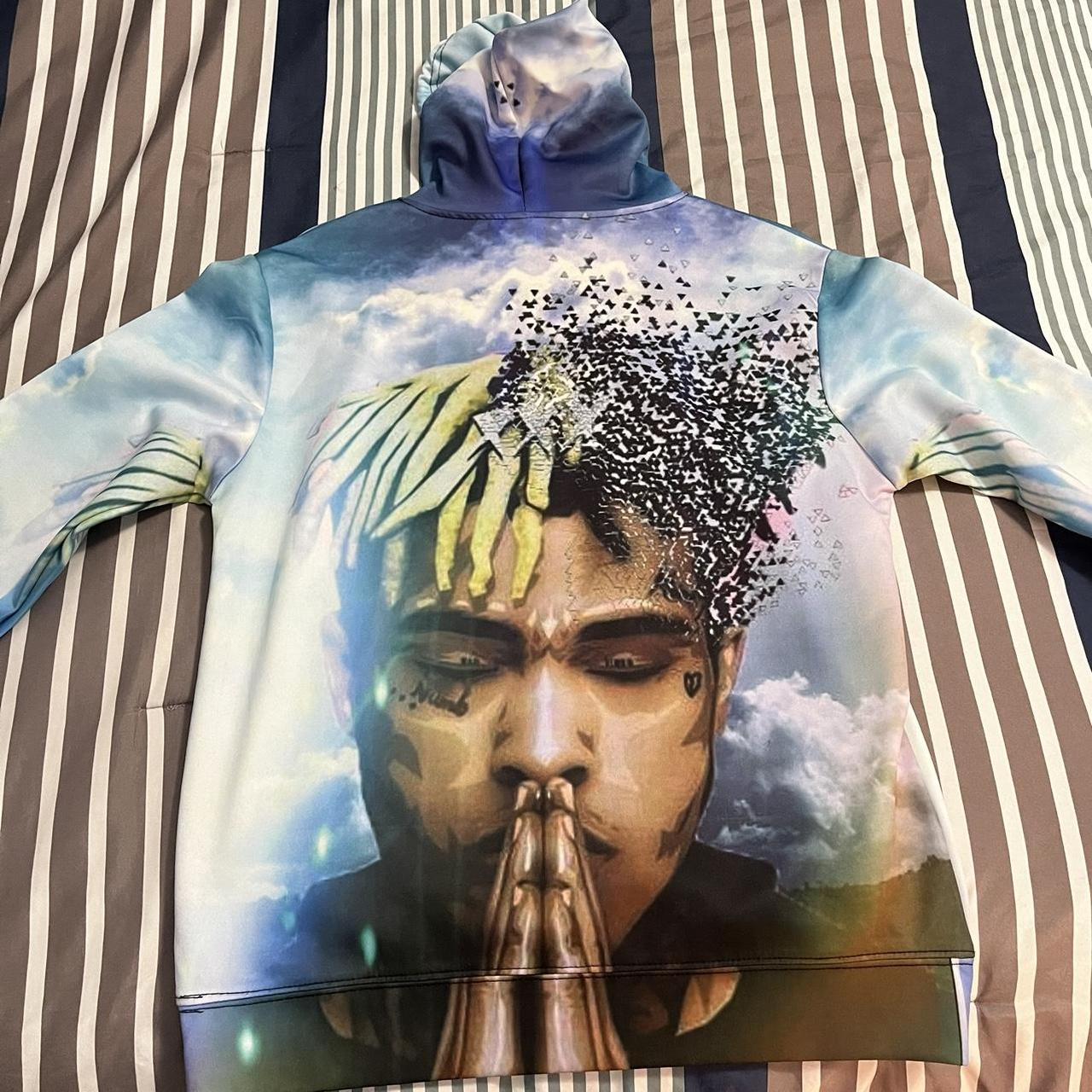 Blue and multicolored XXXTENTACION hoodie with | Depop