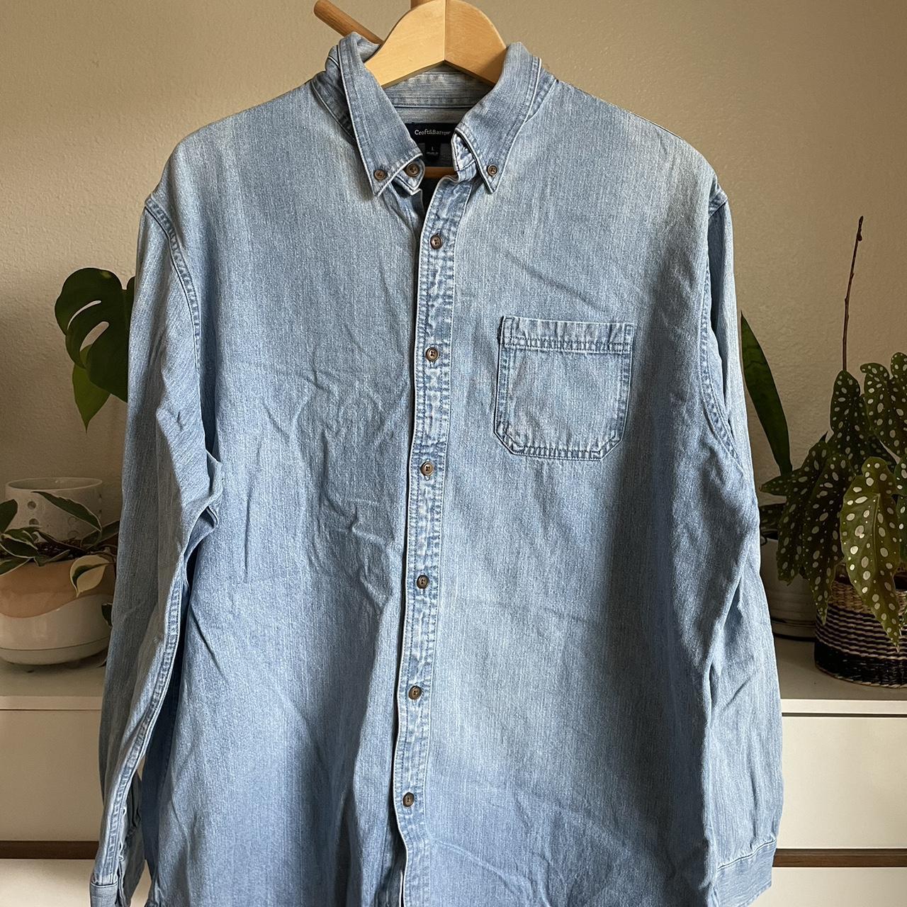 Vintage Men’s Croft & Barrow Denim Flannel Size: L... - Depop