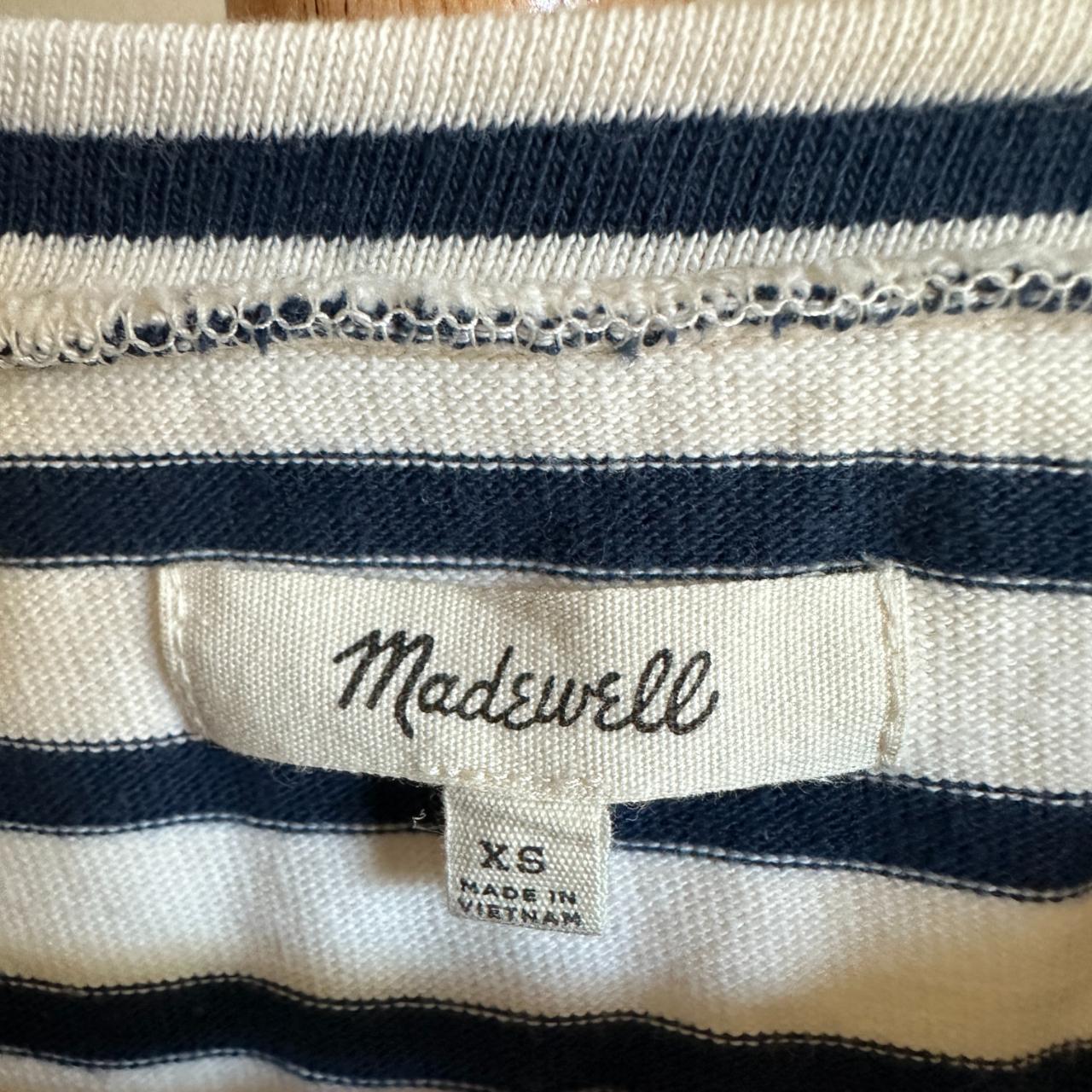 Women's Madewell Stripped Quarter Sleeve Size:... - Depop