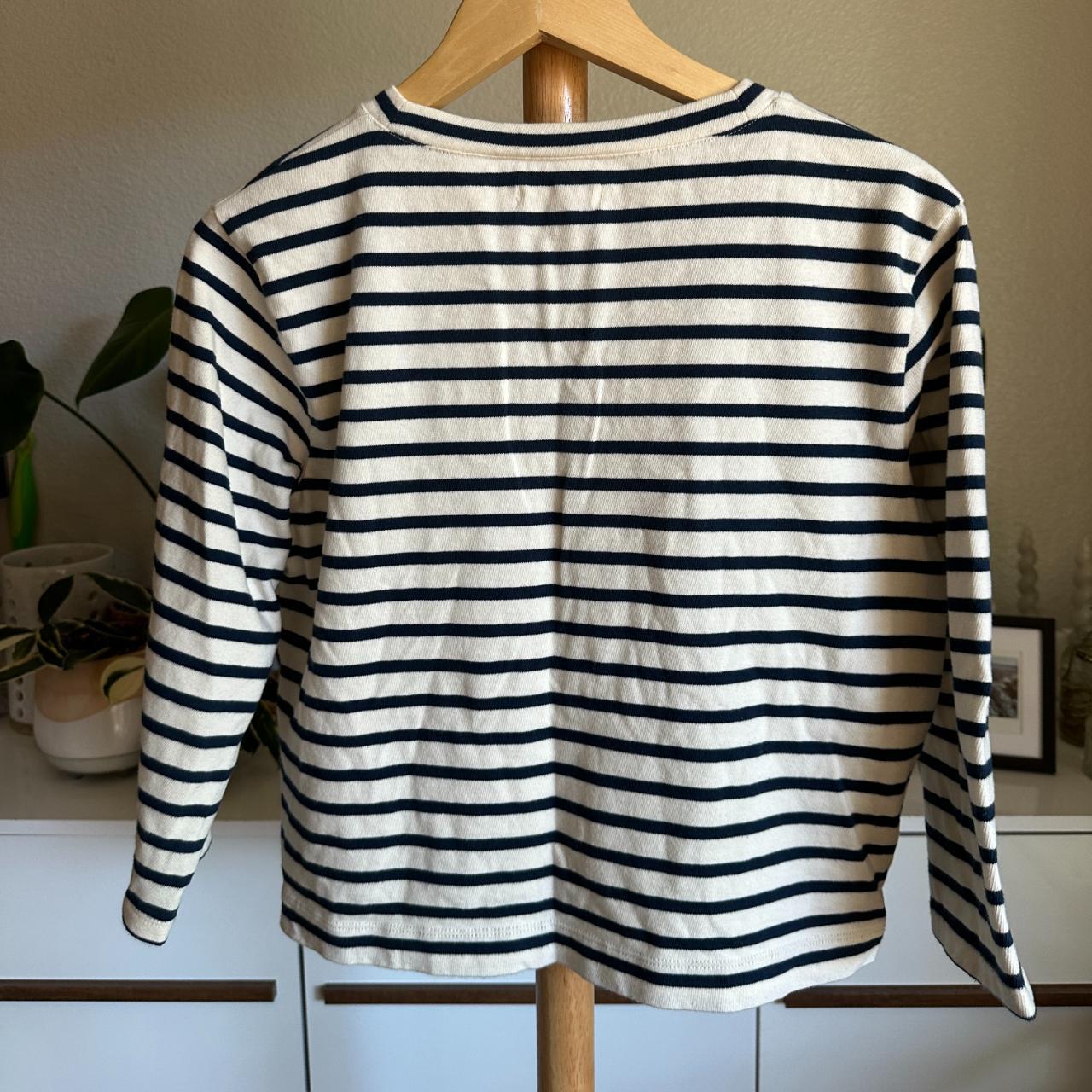 Women's Madewell Stripped Quarter Sleeve Size:... - Depop