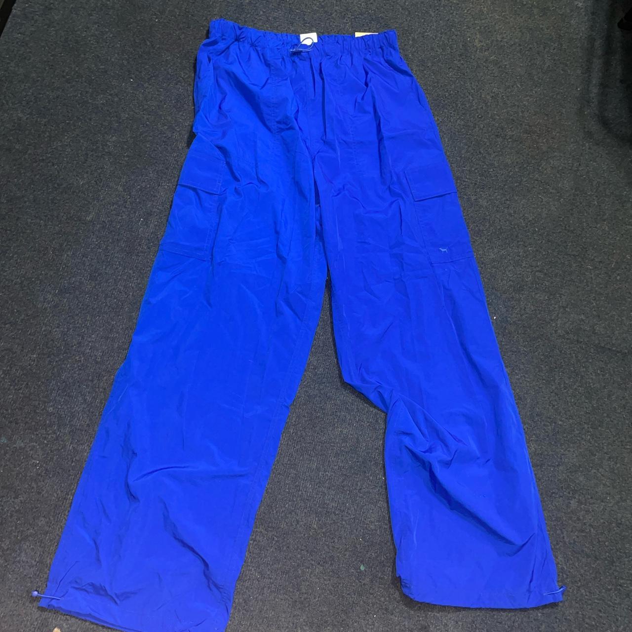 Royal blue cargo/parachute pants elastic waist and - Depop