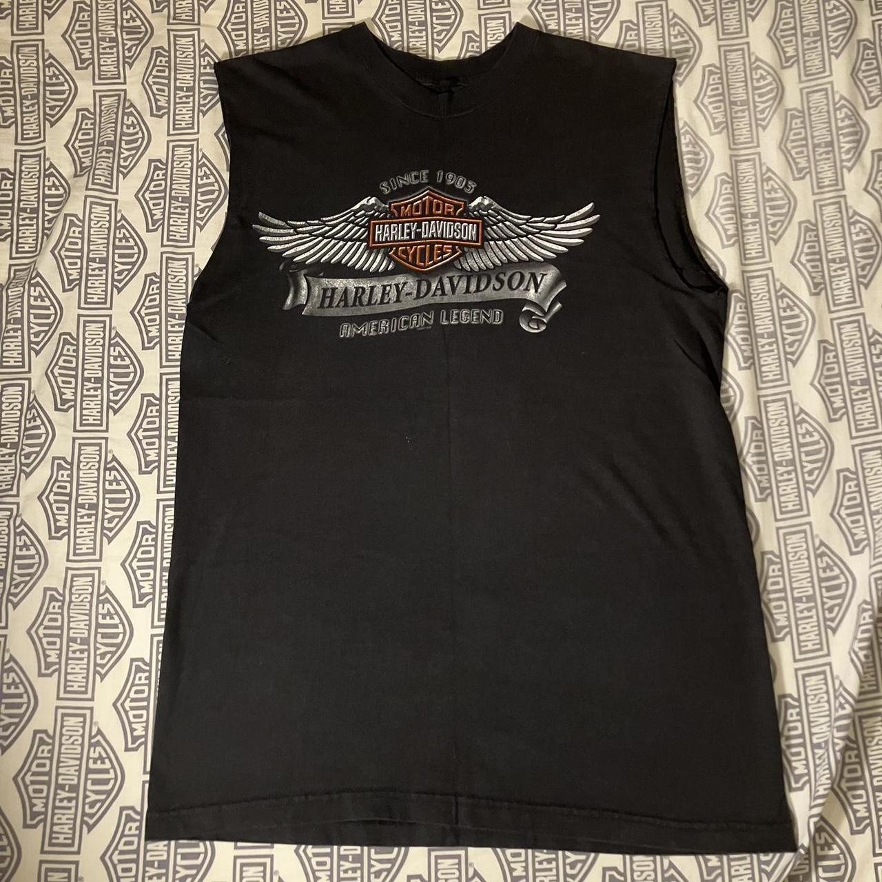 Harley Davidson Men's Black and Orange Vests-tanks-camis | Depop