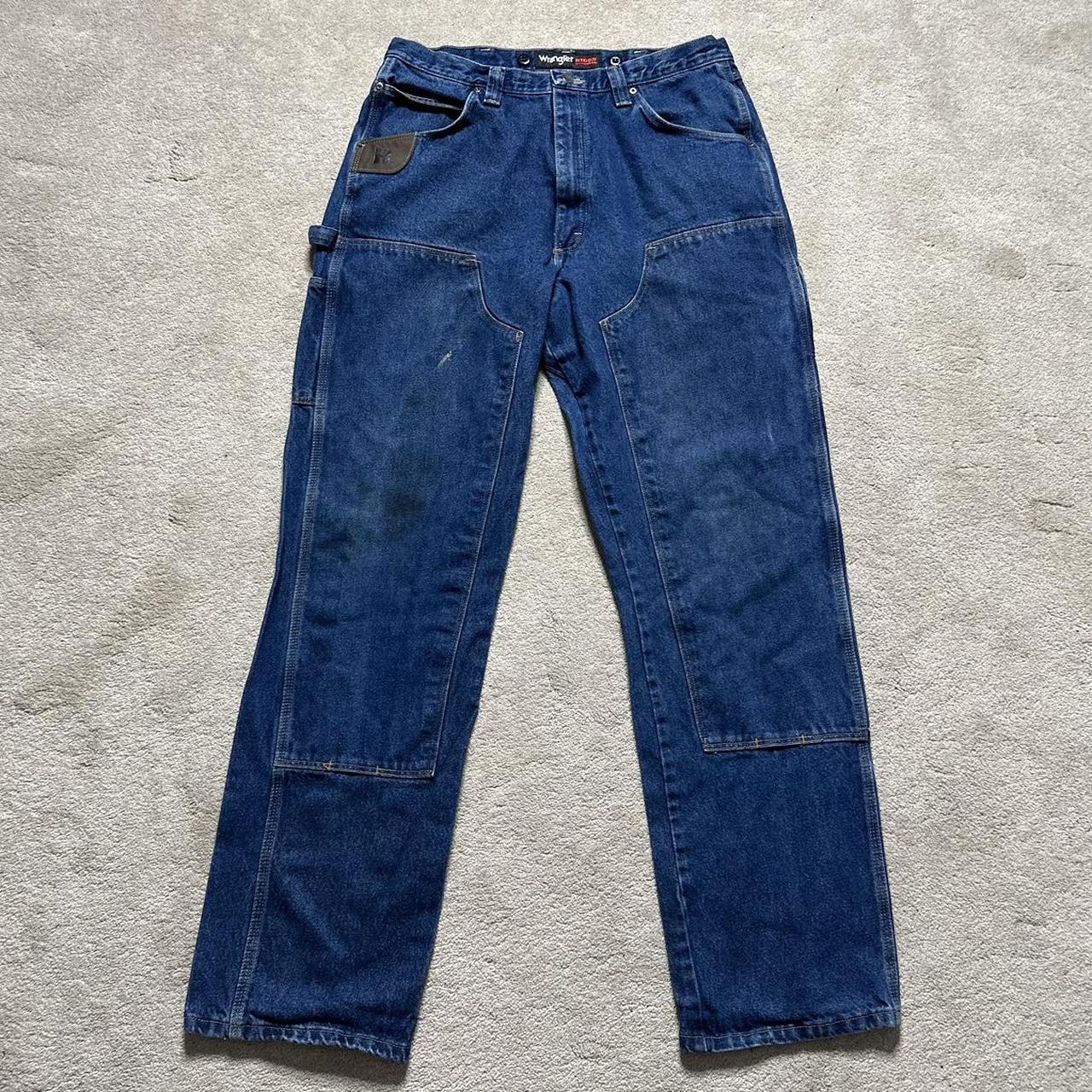 Blue Wrangler Riggs Workwear Double Knee Jeans 00s... - Depop