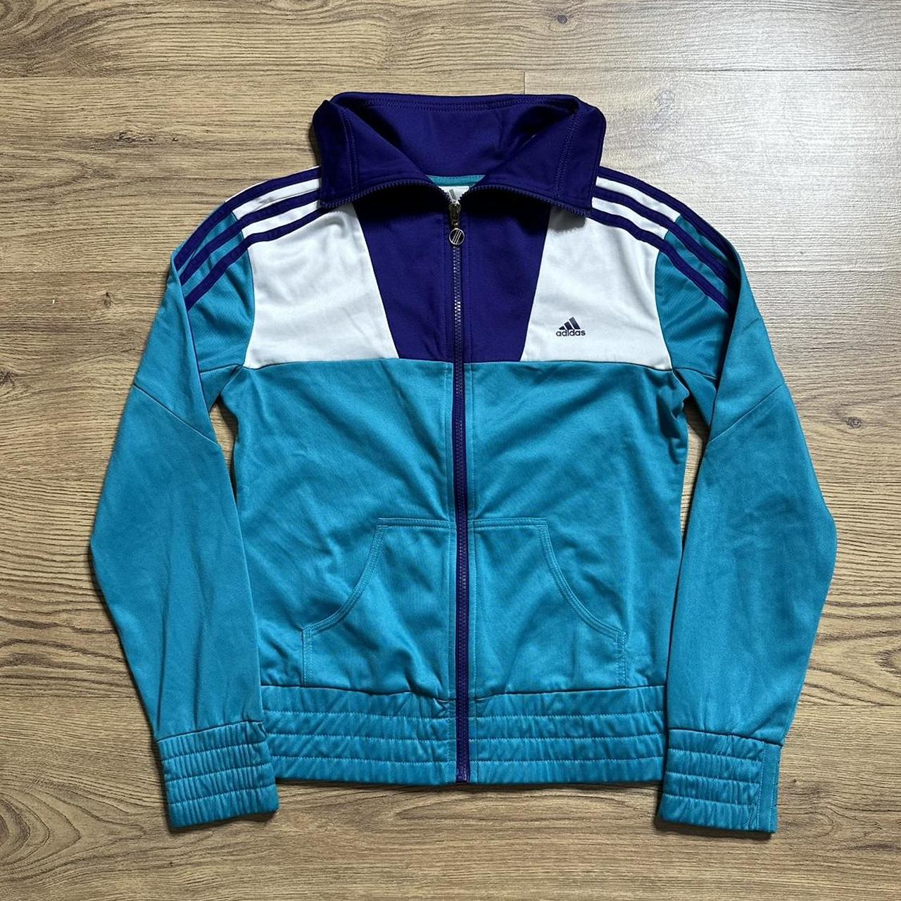 Turquoise & Purple Adidas Track Jacket Sportswear... - Depop