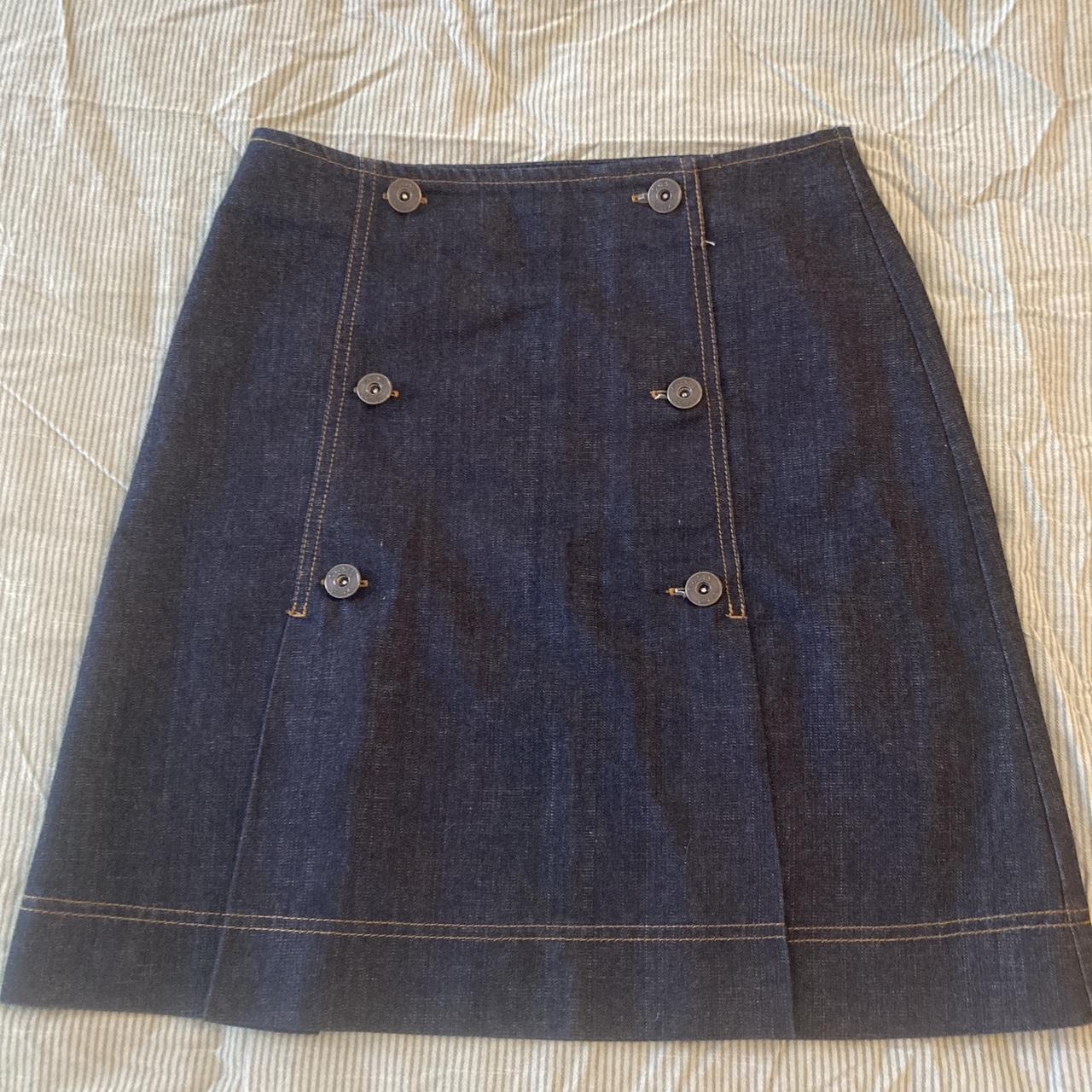 Cute Oasis Denim Skirt, Fastens With Buttons At The... - Depop