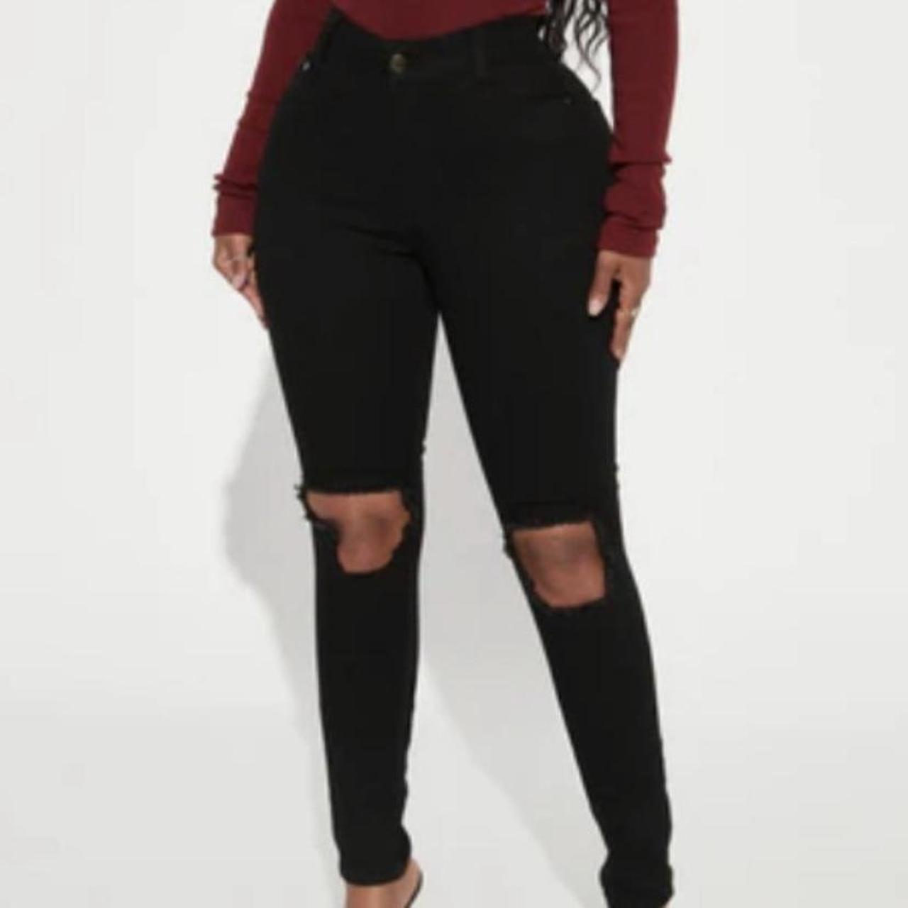 Fashion nova black ripped jeans sale