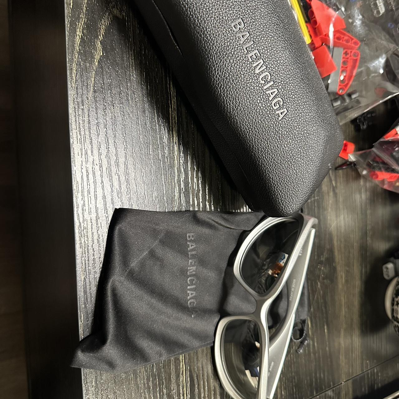 Balenciaga silver wrap around sunglasses. Bought | Depop Balenciaga silver wrap around sunglasses. Bought | Depop