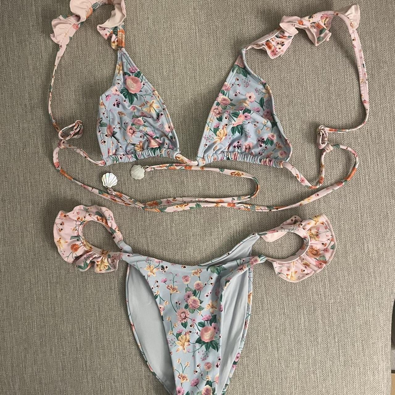 blackbough swim tessa ruffled triangle top size... - Depop