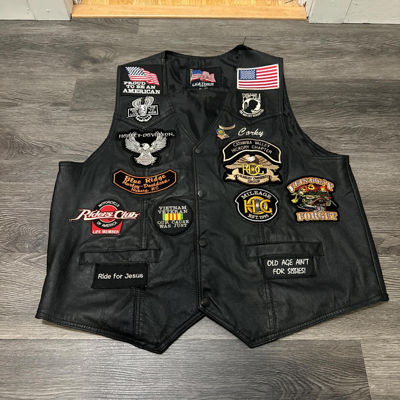 Vintage Leather Biker Vest Harley Davidson Depop