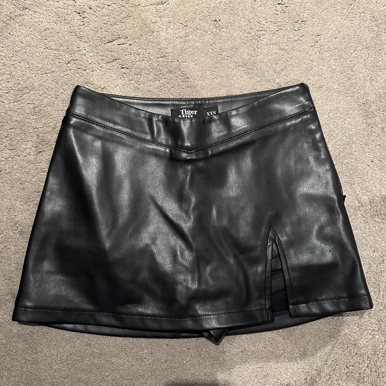 Tiger Mist Leather Skirt/Skort Shorts underneath... - Depop