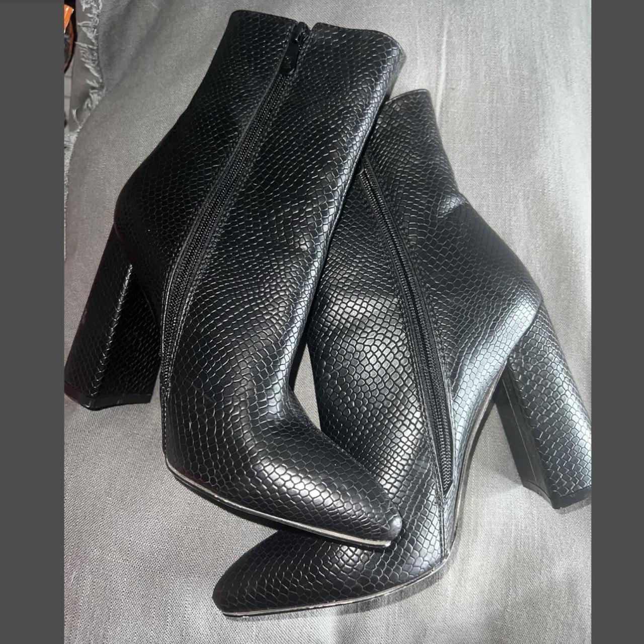 snakeskin black booties
