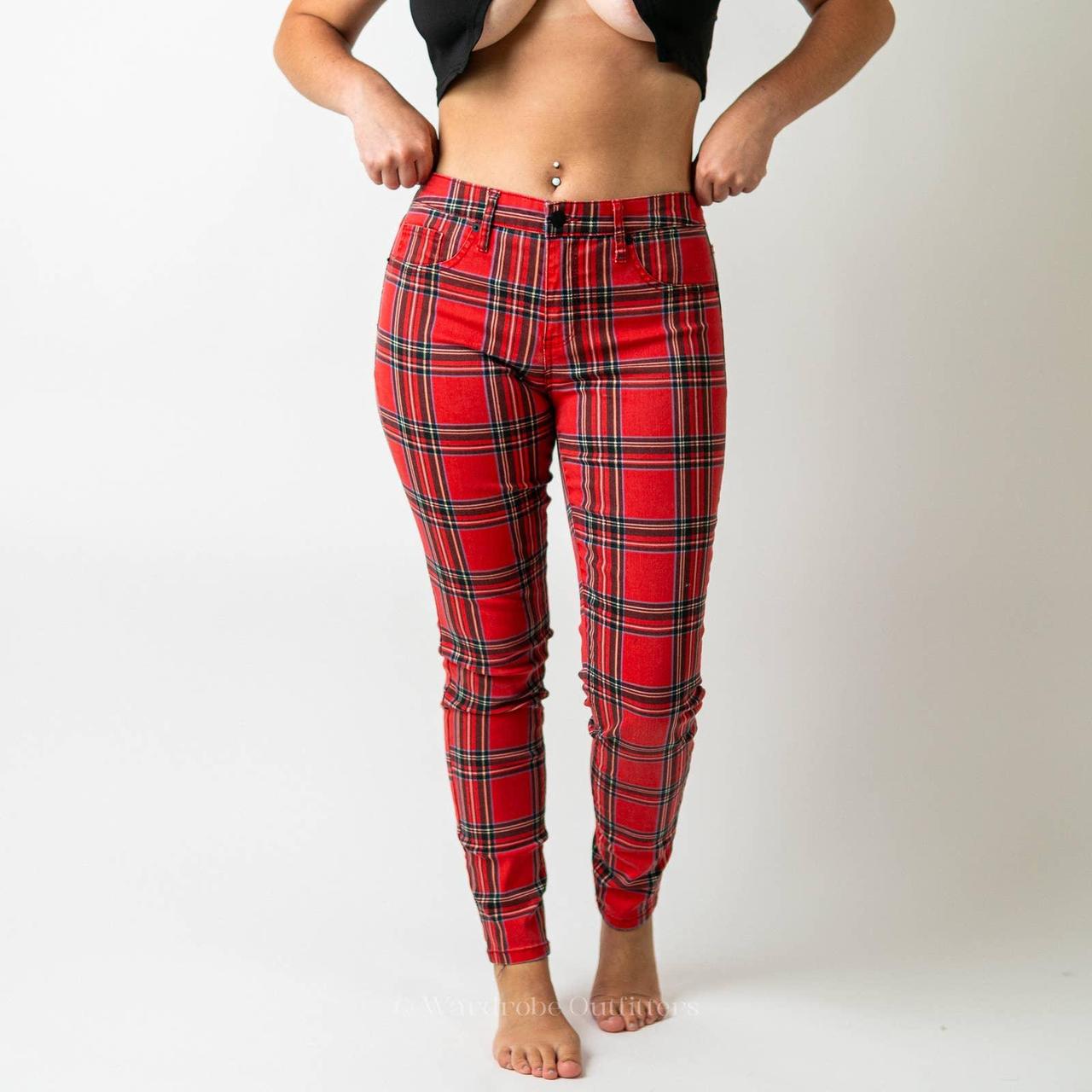 Unique Bargains Womens Plaid Trousers Button Casual Tartan Check Work Pants   Walmartcom