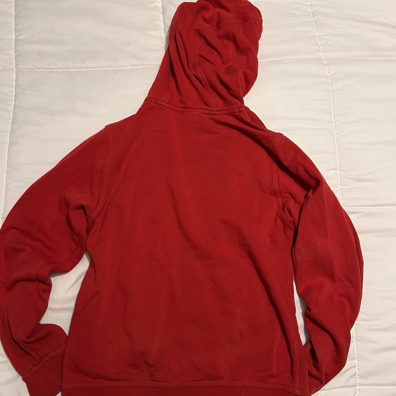 Vintage Nike red hoodie with white swoosh Depop