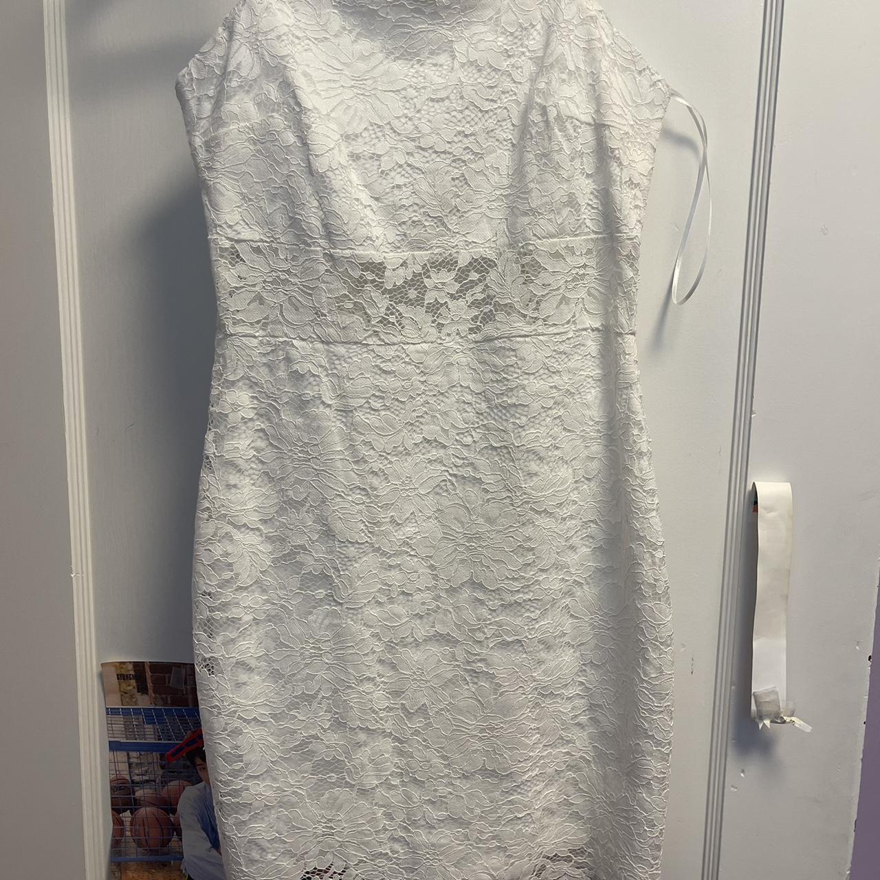 Francesca's white lace mini dress! Bodycon and super - Depop