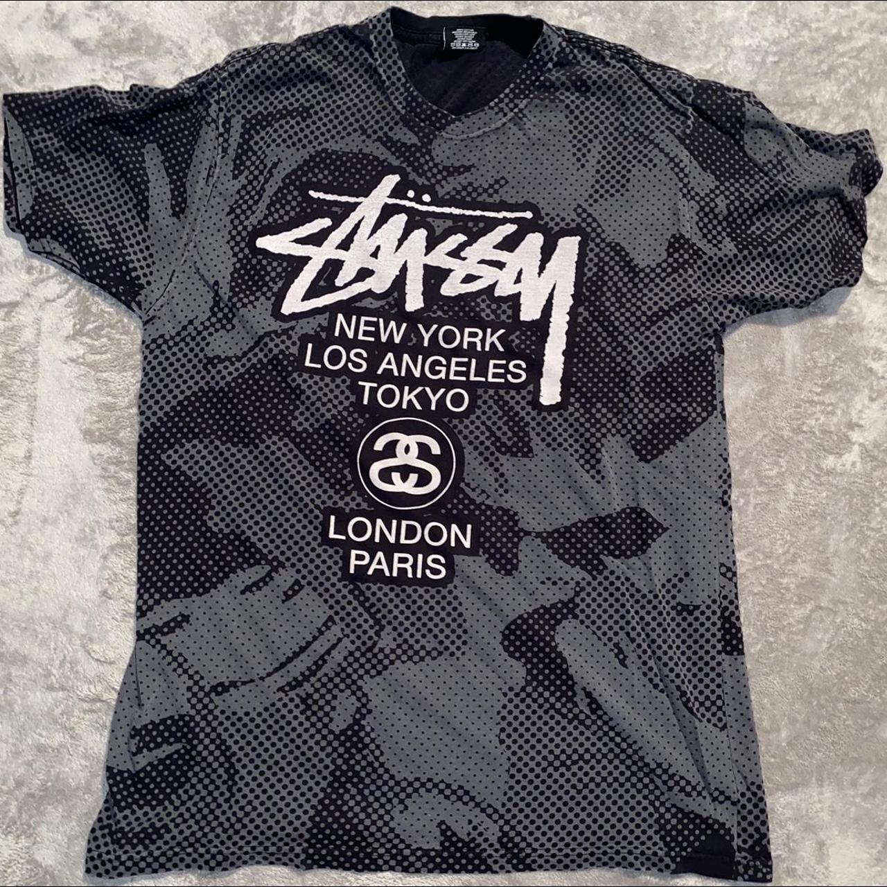 Vintage 00s Cotton Black Stussy New York Los Angeles Tokyo