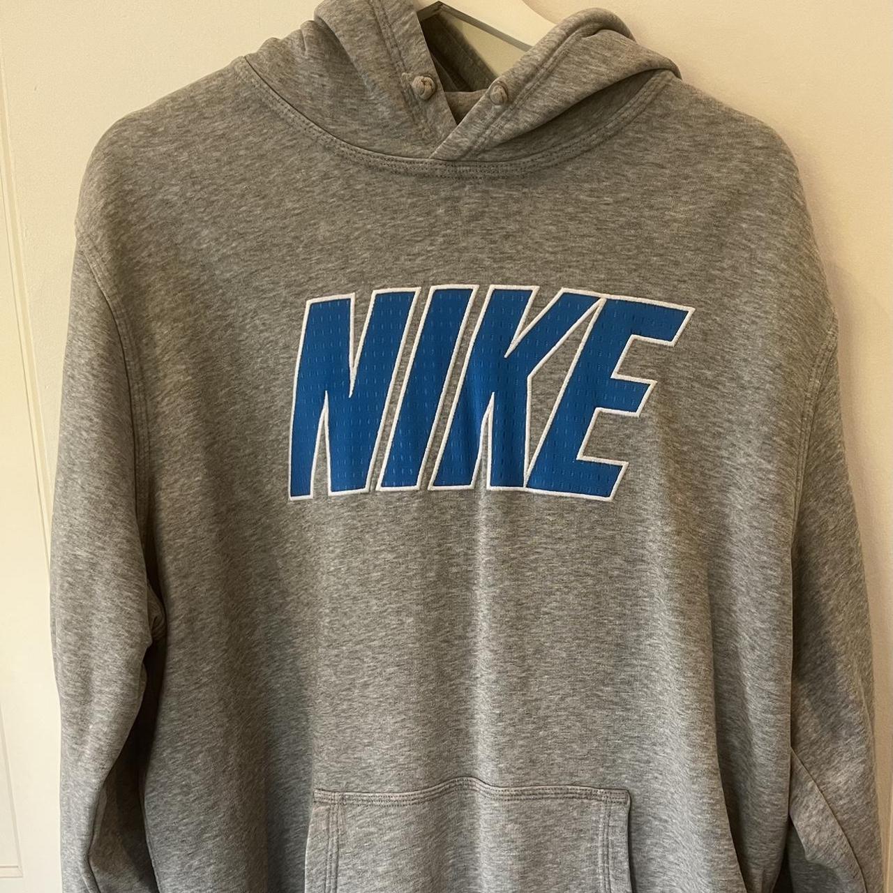 grey nike hoodie label says xxl fits more like a... - Depop