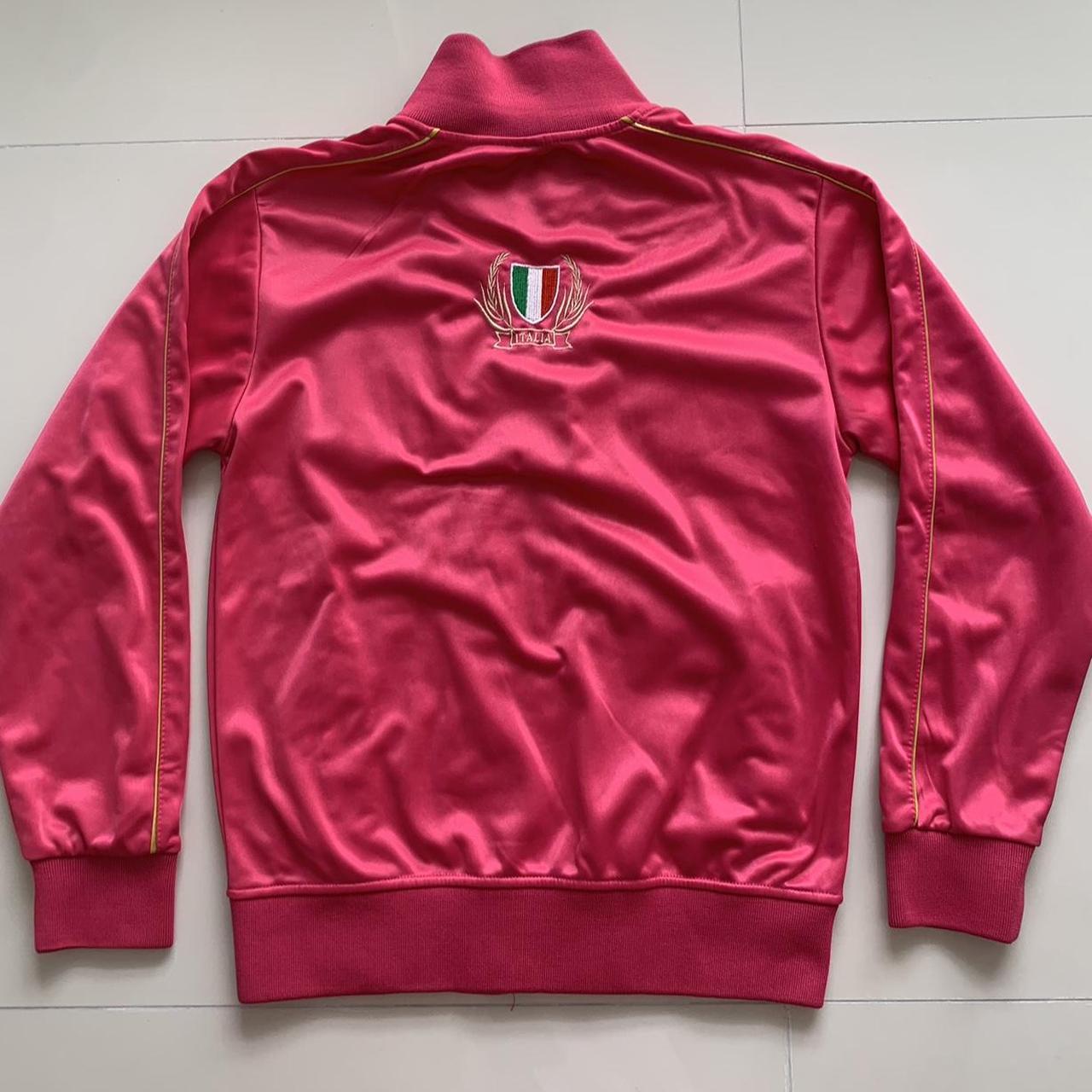 hot pink ITALIA racer type jacket size small letters... Depop