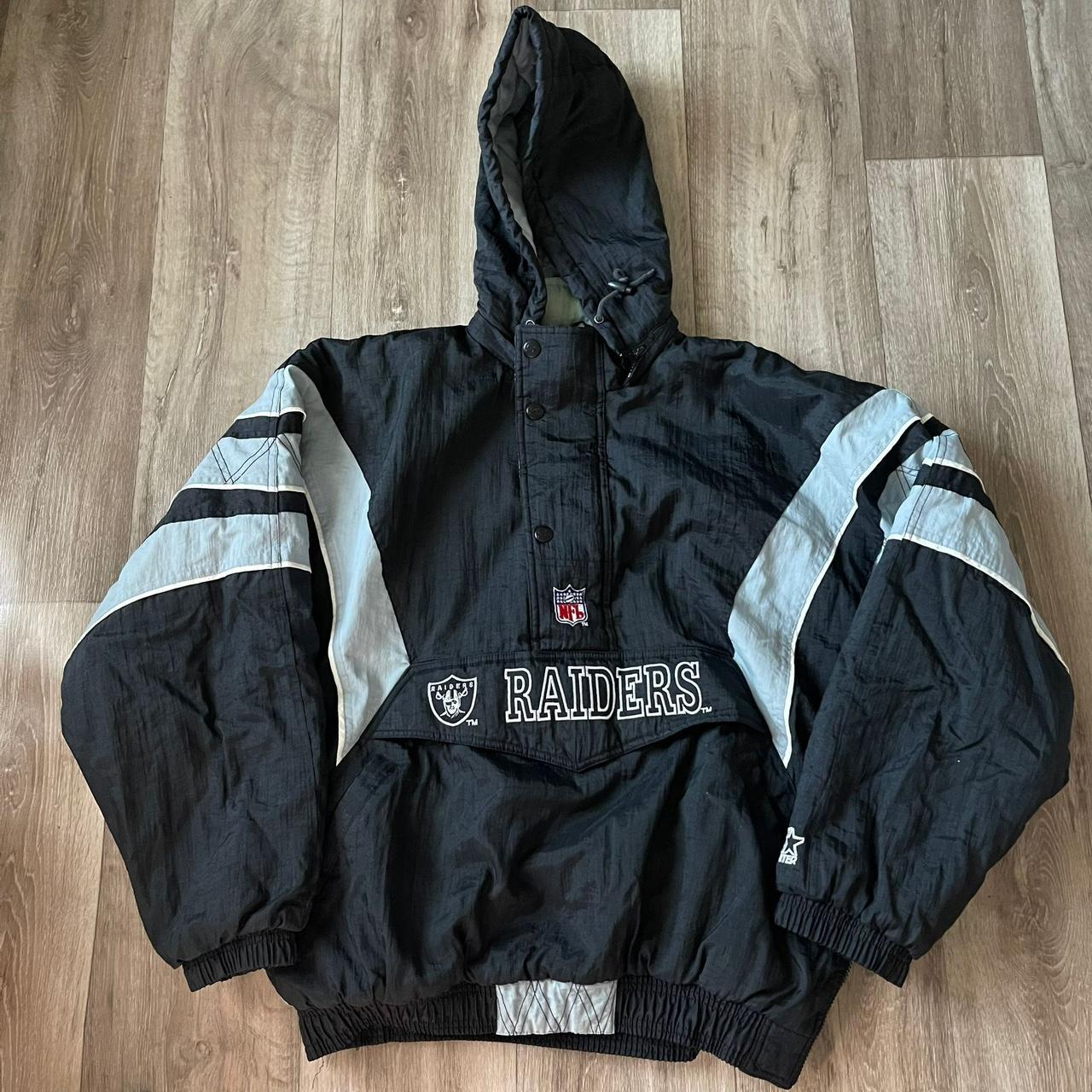 Starter Men's Black and Grey Jacket Depop