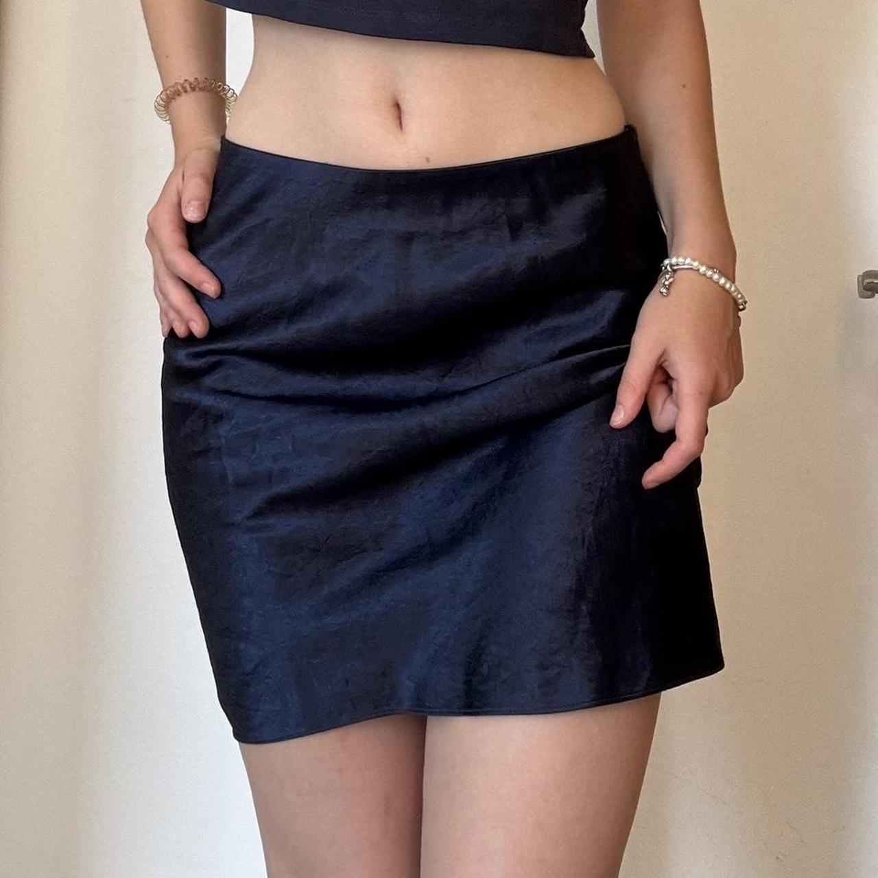 Navy satin mini skirt hotsell