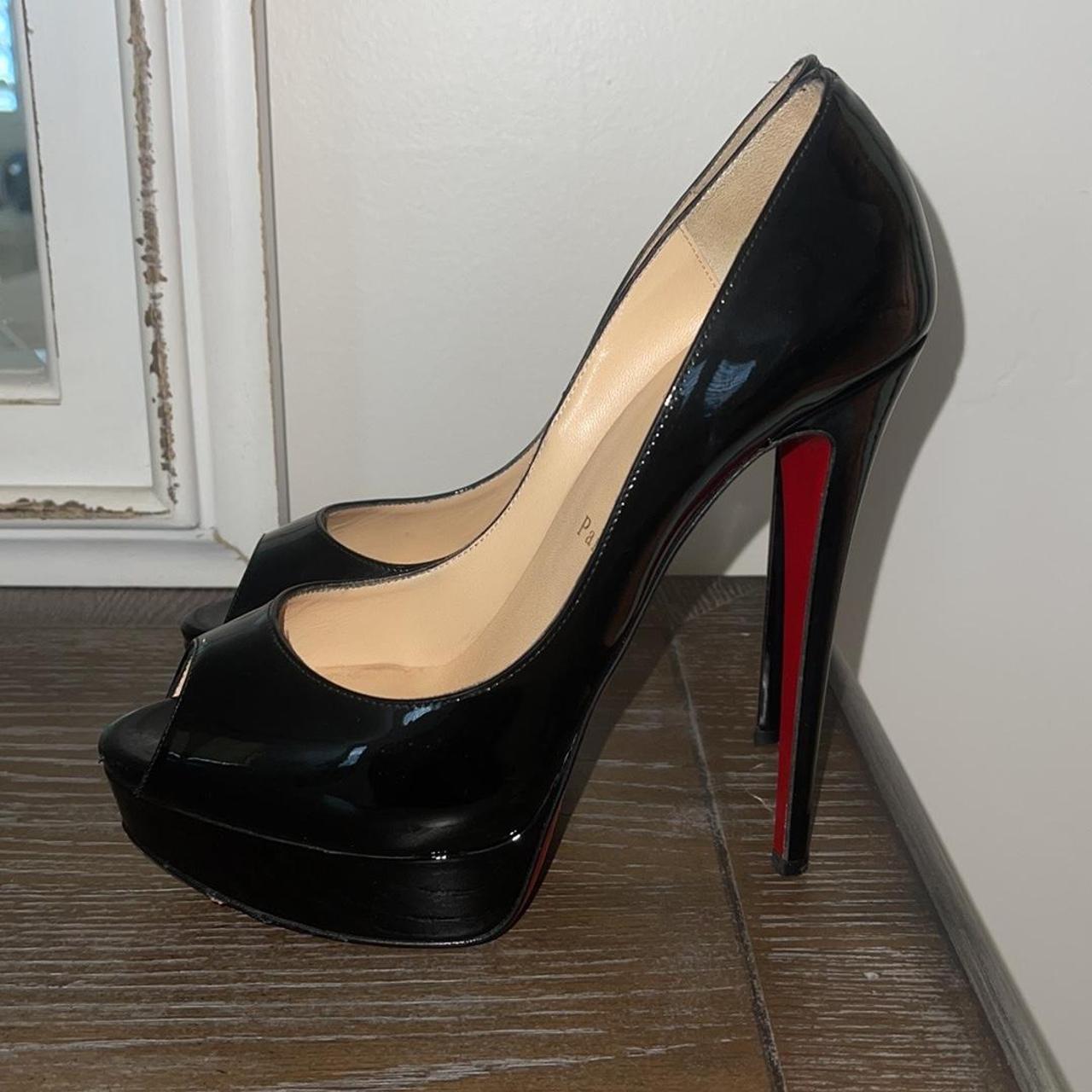 Christian Louboutin classy black heels Peep toe - Depop