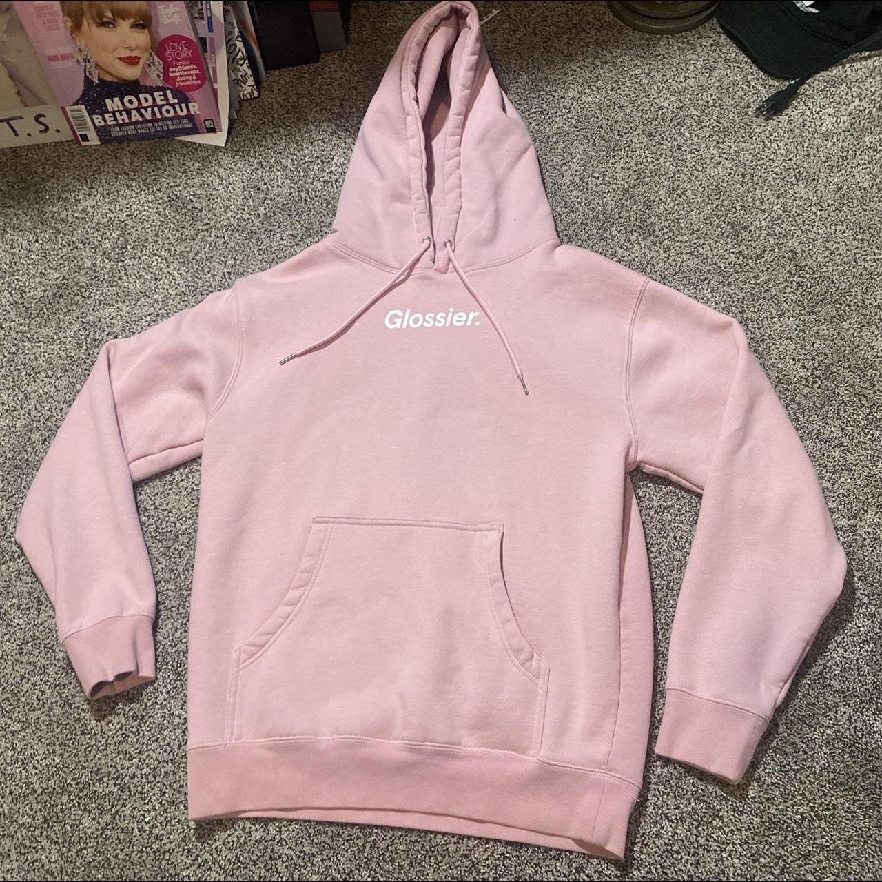 Pink glossier hoodie tagged a size small, in... - Depop