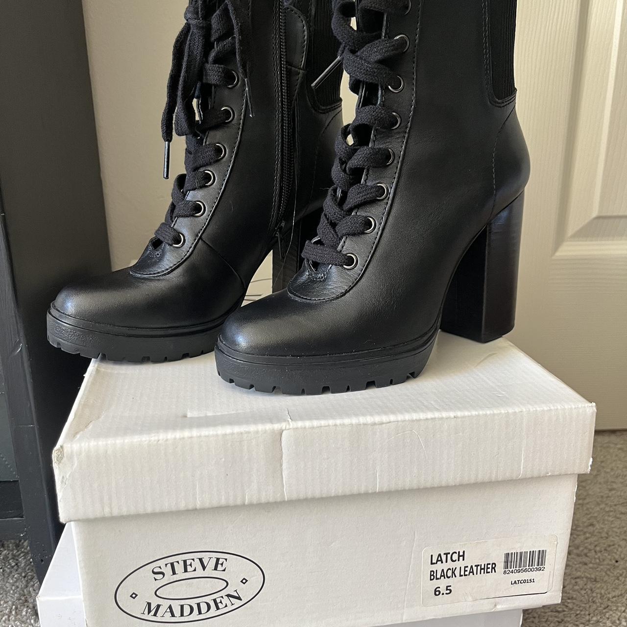 Latch black leather outlet steve madden