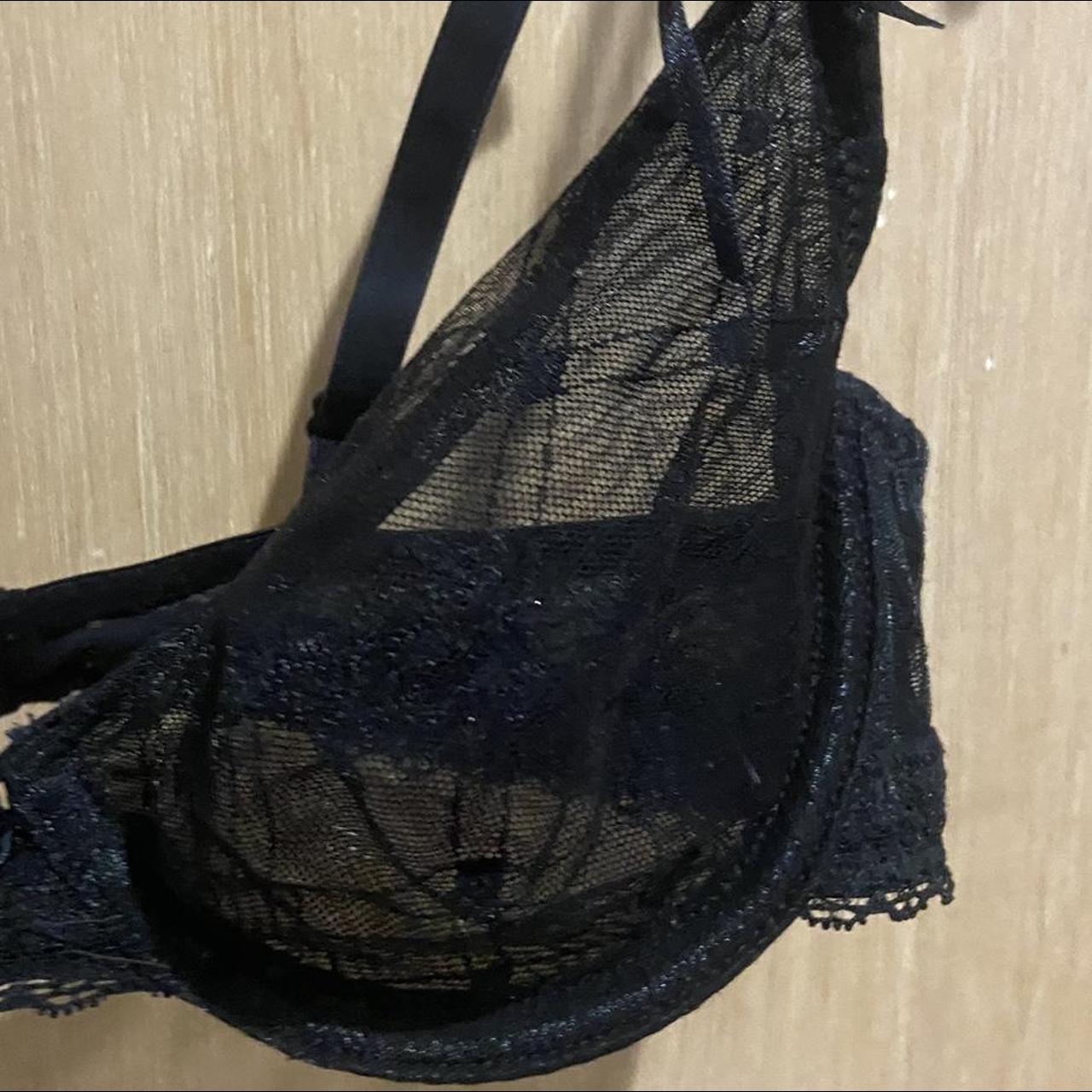 Black Mesh Bra -size 34A -cups are mesh with design... - Depop