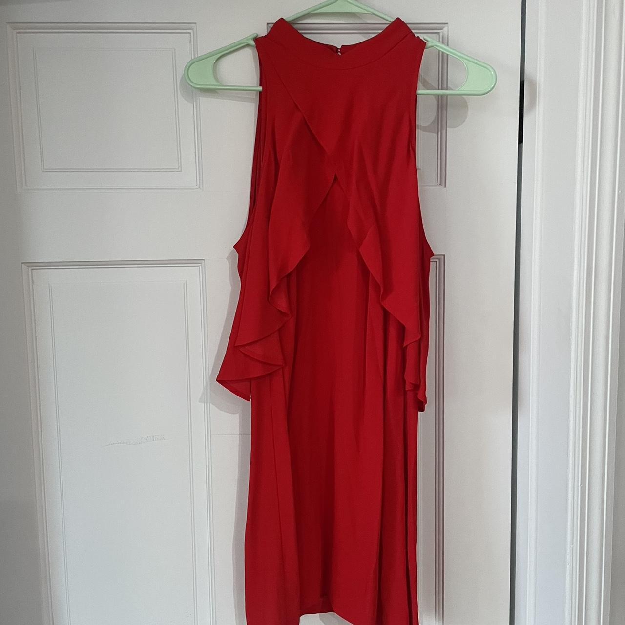 Red Sleeveless Crepe Dress - Zara size Medium. Hangs - Depop