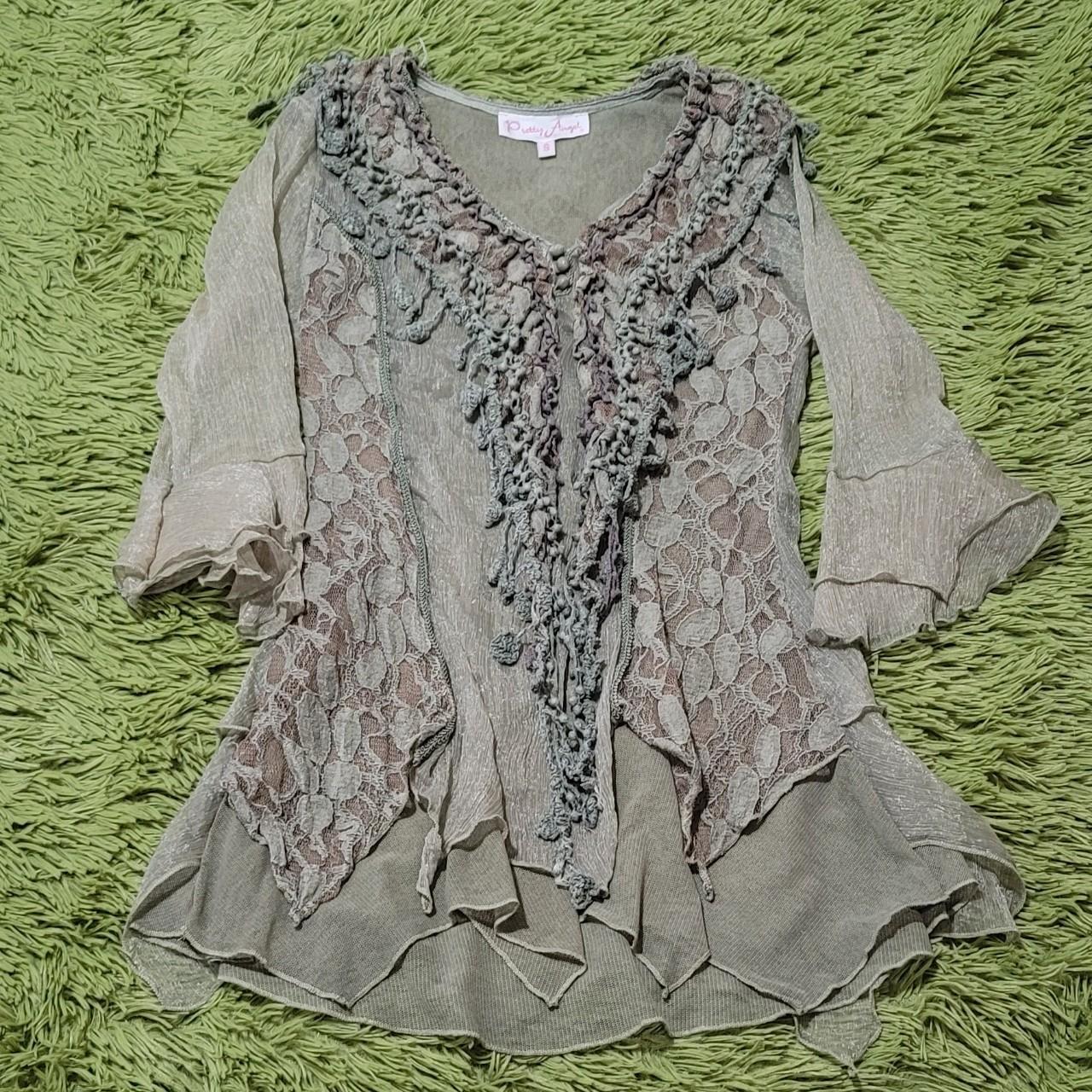 Pretty Angel Green Floral Fairy Tunic Top ♡ Please... - Depop