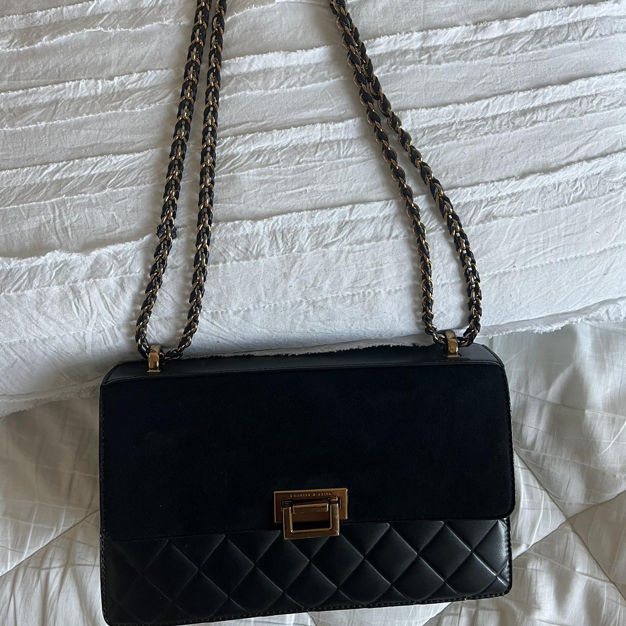 Charles & Keith black purse with chain details, Free... - Depop