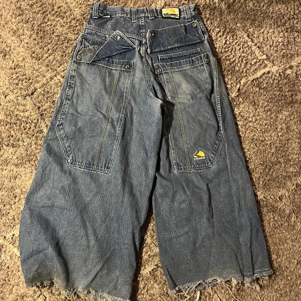 1990s KIKWEAR INSANELY BAGGY JEANS 32x30 RAVE JNCO... - Depop