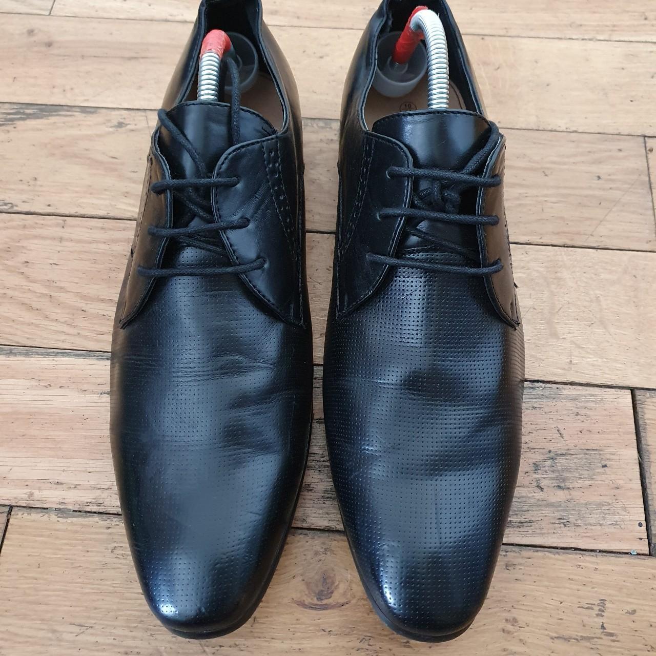 Men's Black Leather Laced-up Rubber Outsole Depop