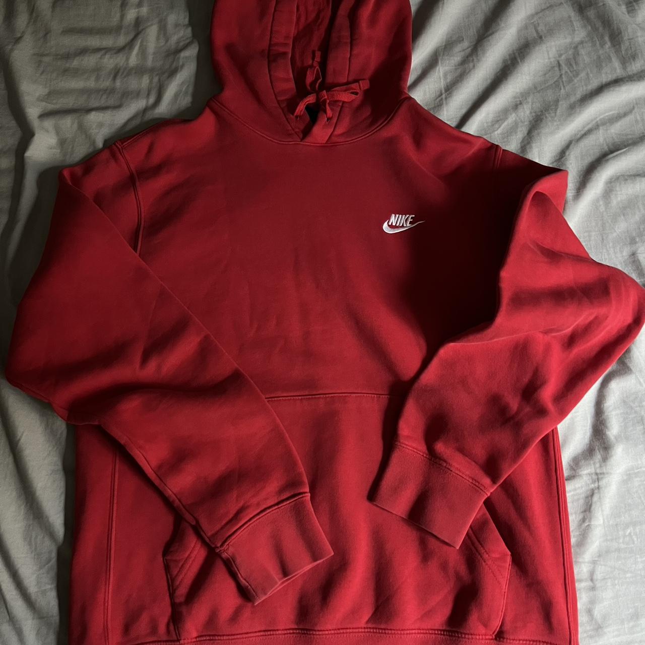 Red Nike Hoodie Medium - Depop