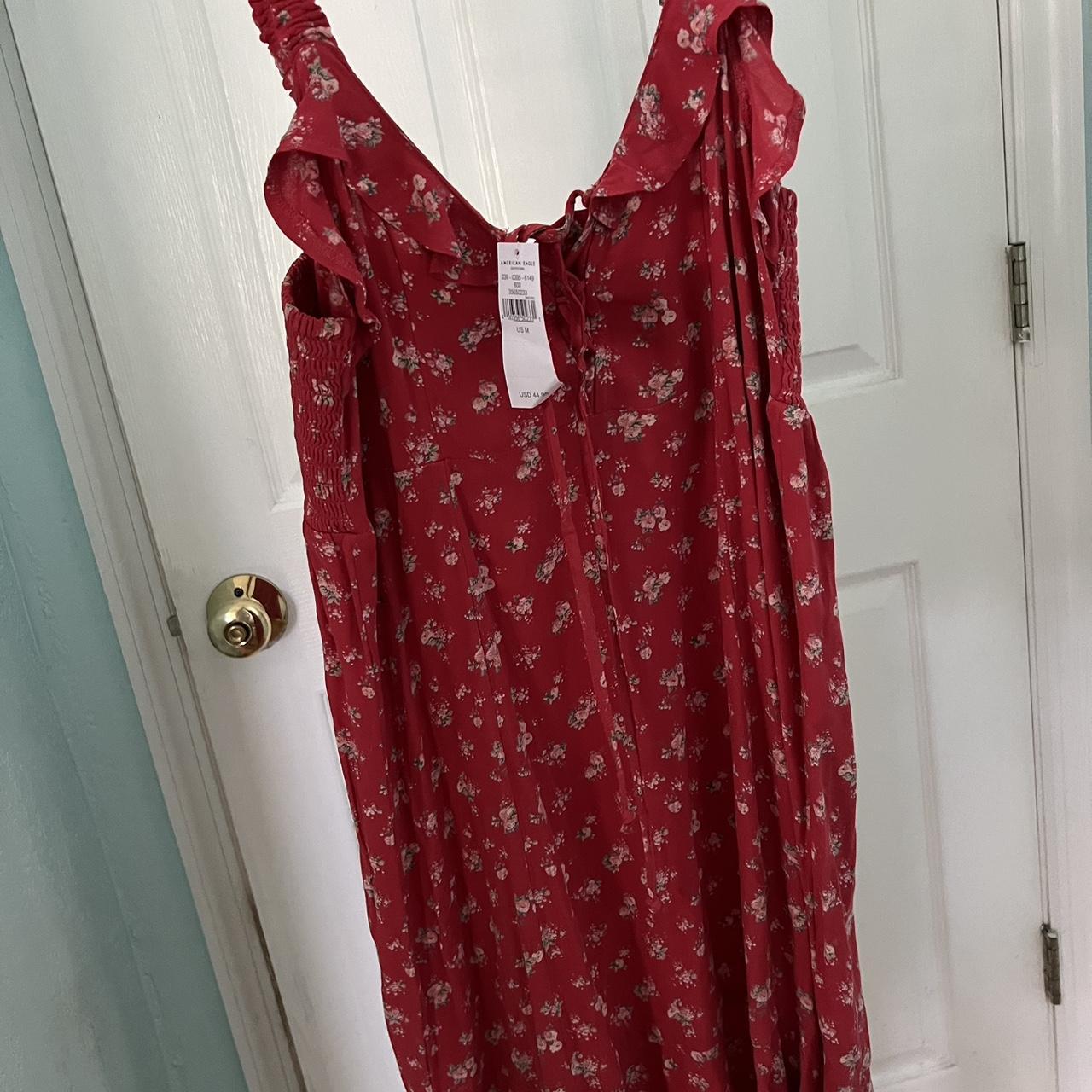 American Eagle Women's Red and Burgundy Dress | Depop