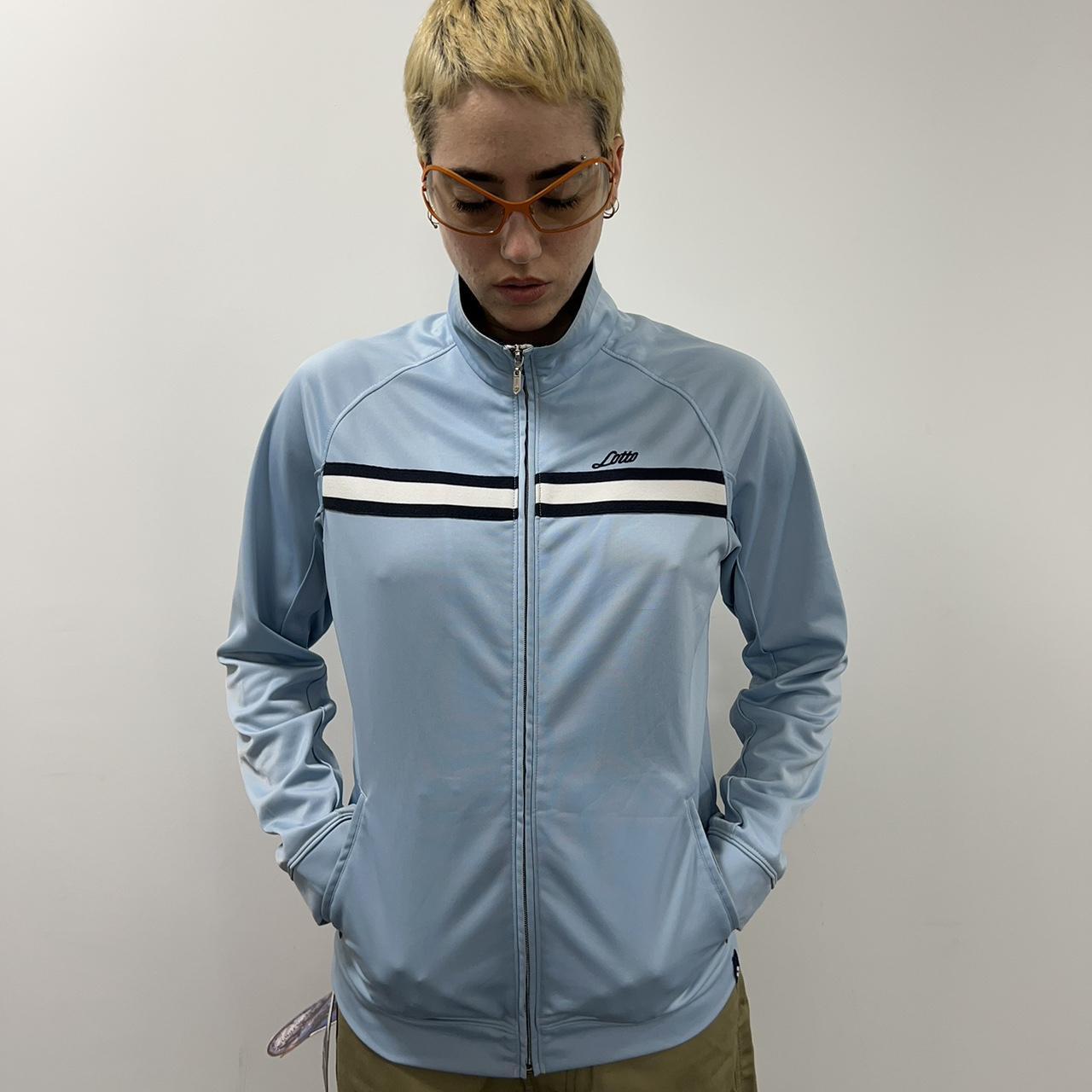 Lotto sports zip up jacket gorpcore baby blue... - Depop