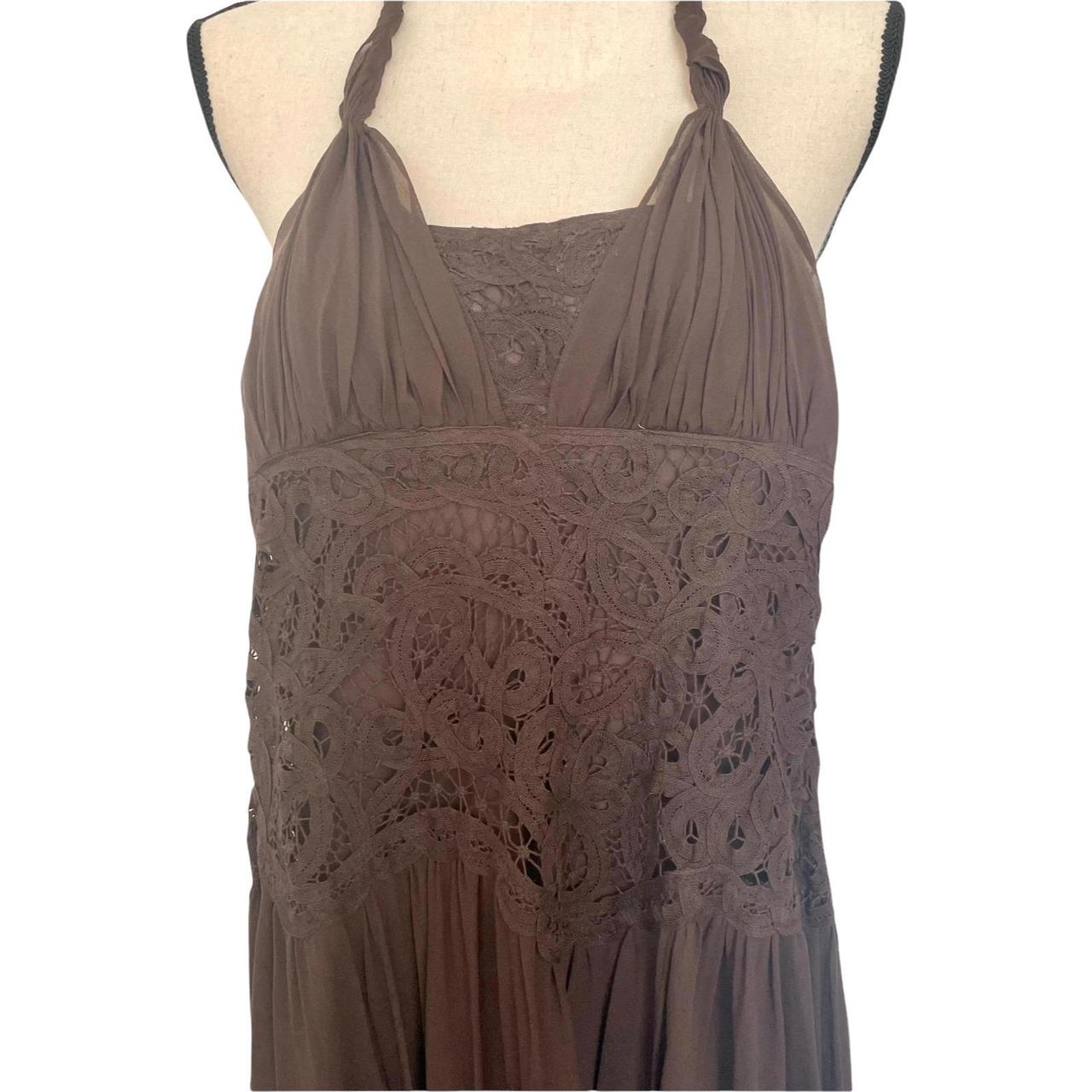 BCBGMaxAzria Womens Dress A-line Brown Silk Halter Lace Sweetheart shops Midi 0 New