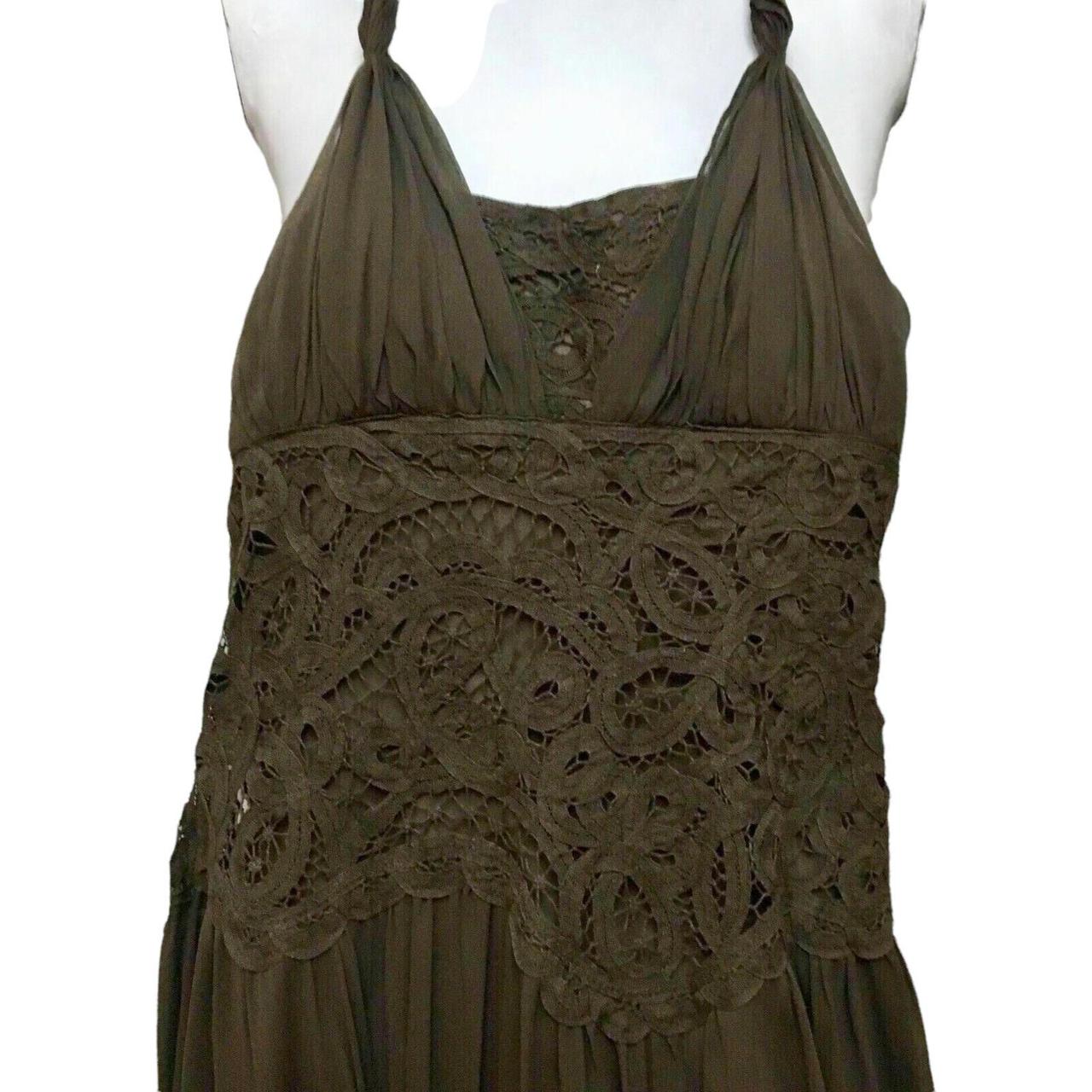 BCBGMaxAzria Womens Dress A-line Brown Silk Halter Lace Sweetheart Midi 0 cheapest New