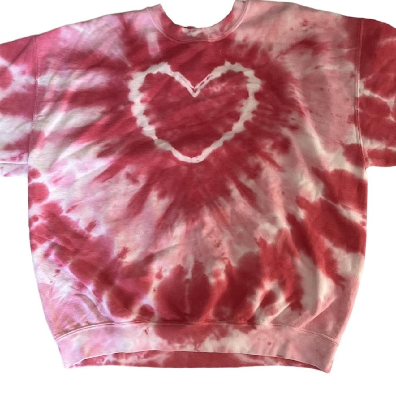 Urban Outfitters Pink Heart Tie-Dye Crew Neck | Depop Urban Outfitters Pink Heart Tie-Dye Crew Neck | Depop