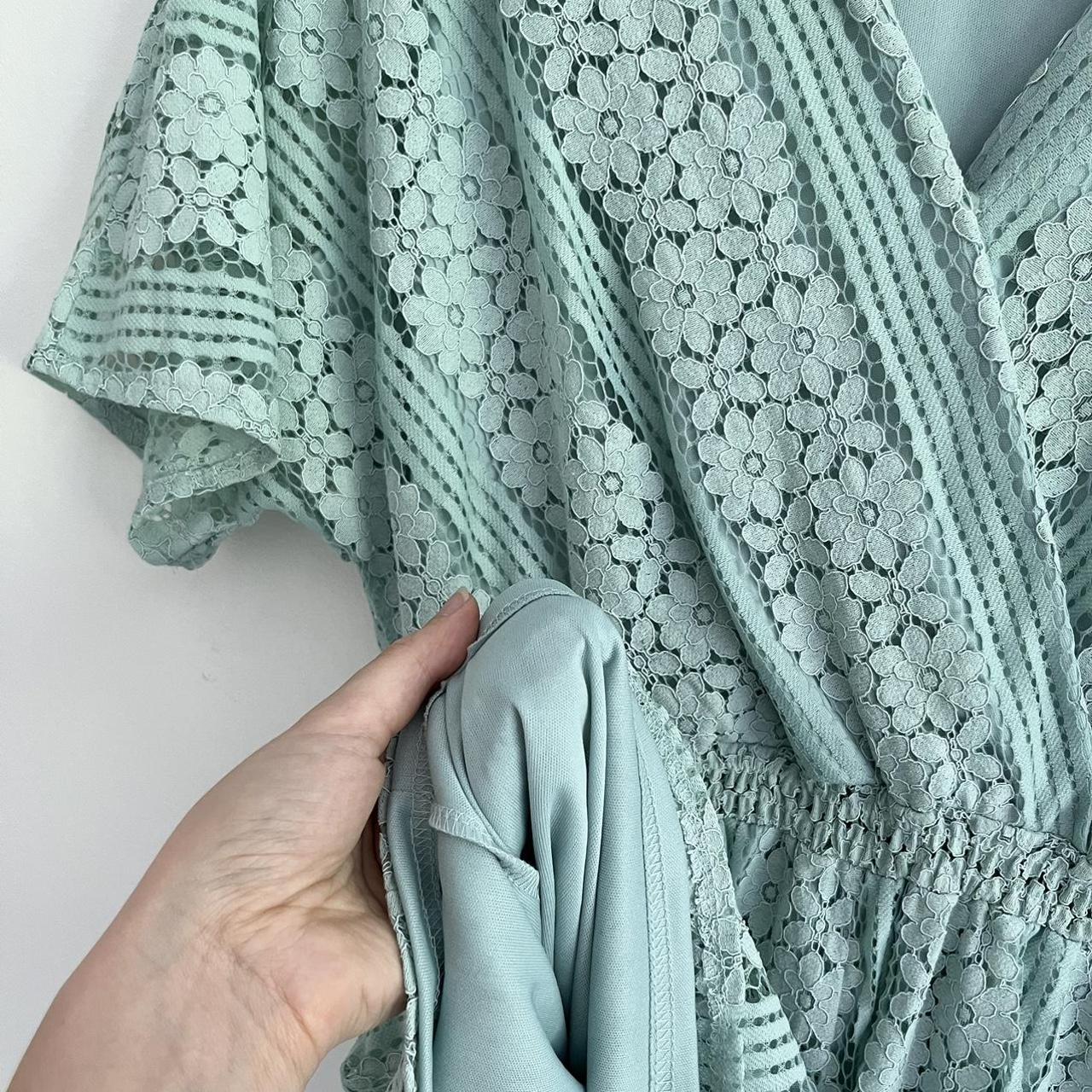 New Look broderie lace playsuit in mint green UK... Depop