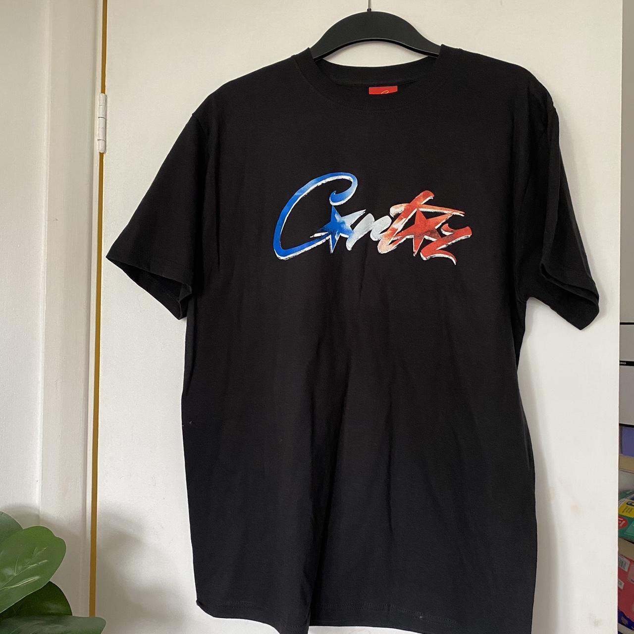 CRTZ Corteiz black T-shirt red white blue logo Size... - Depop