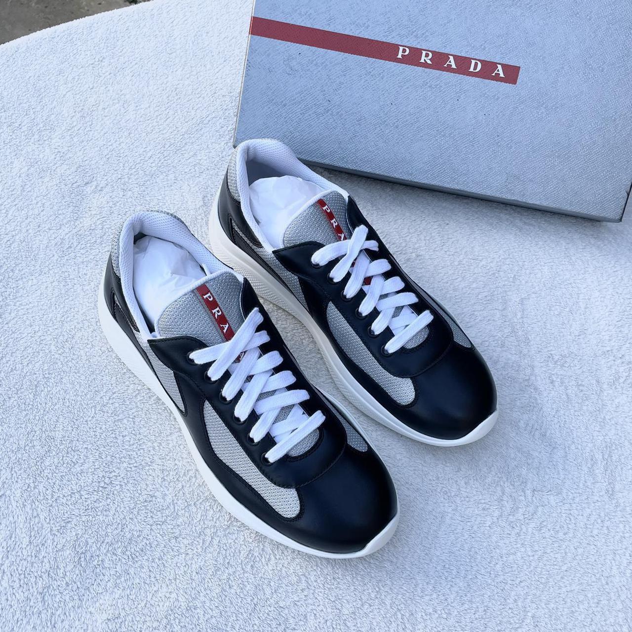 Prada America’s cup trainers navy with grey Size UK... - Depop