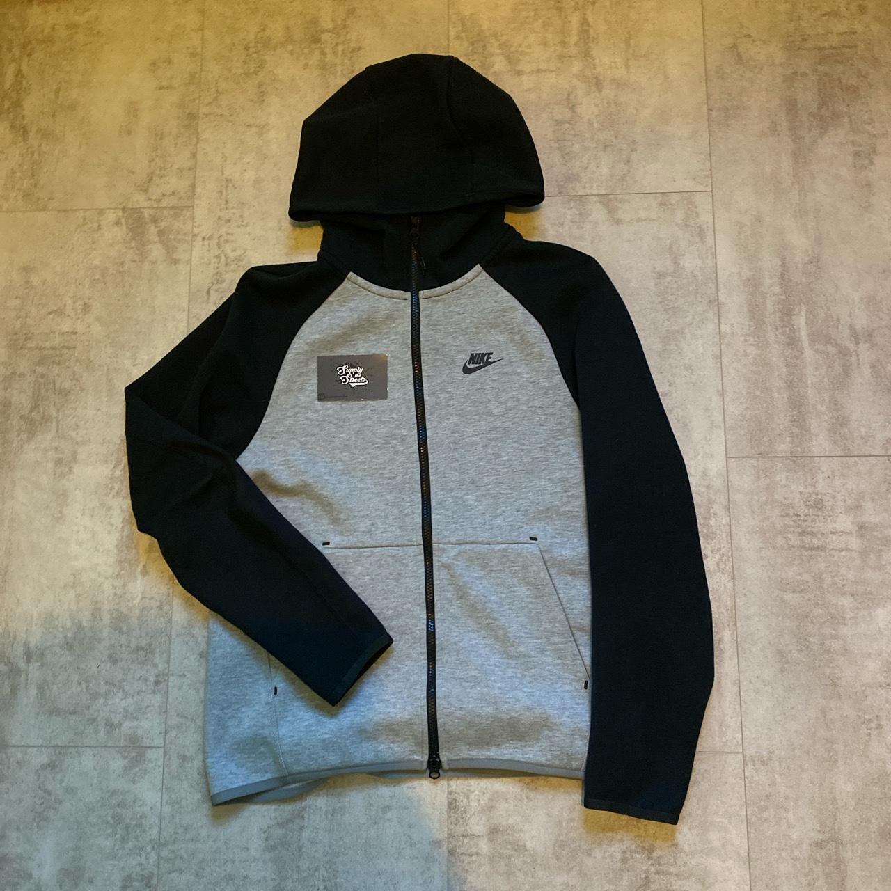 Nike tech fleece hoodie grey and black ~old... - Depop