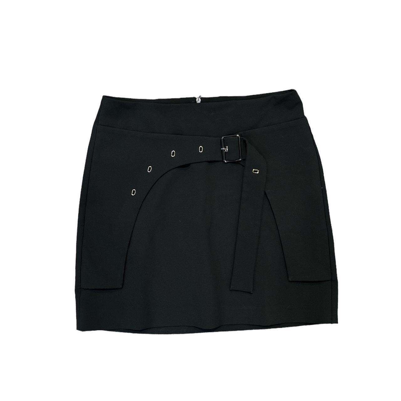 Cop Copine black mini skirt with silver... - Depop