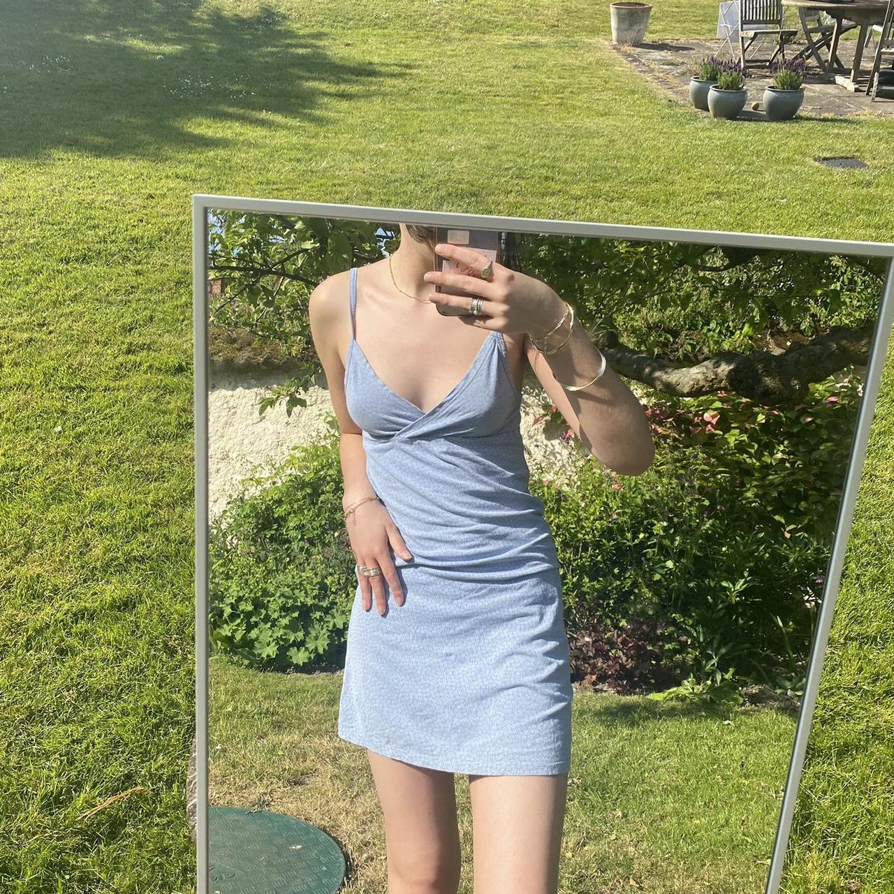 brandy melville blue floral dress so flattering a... Depop